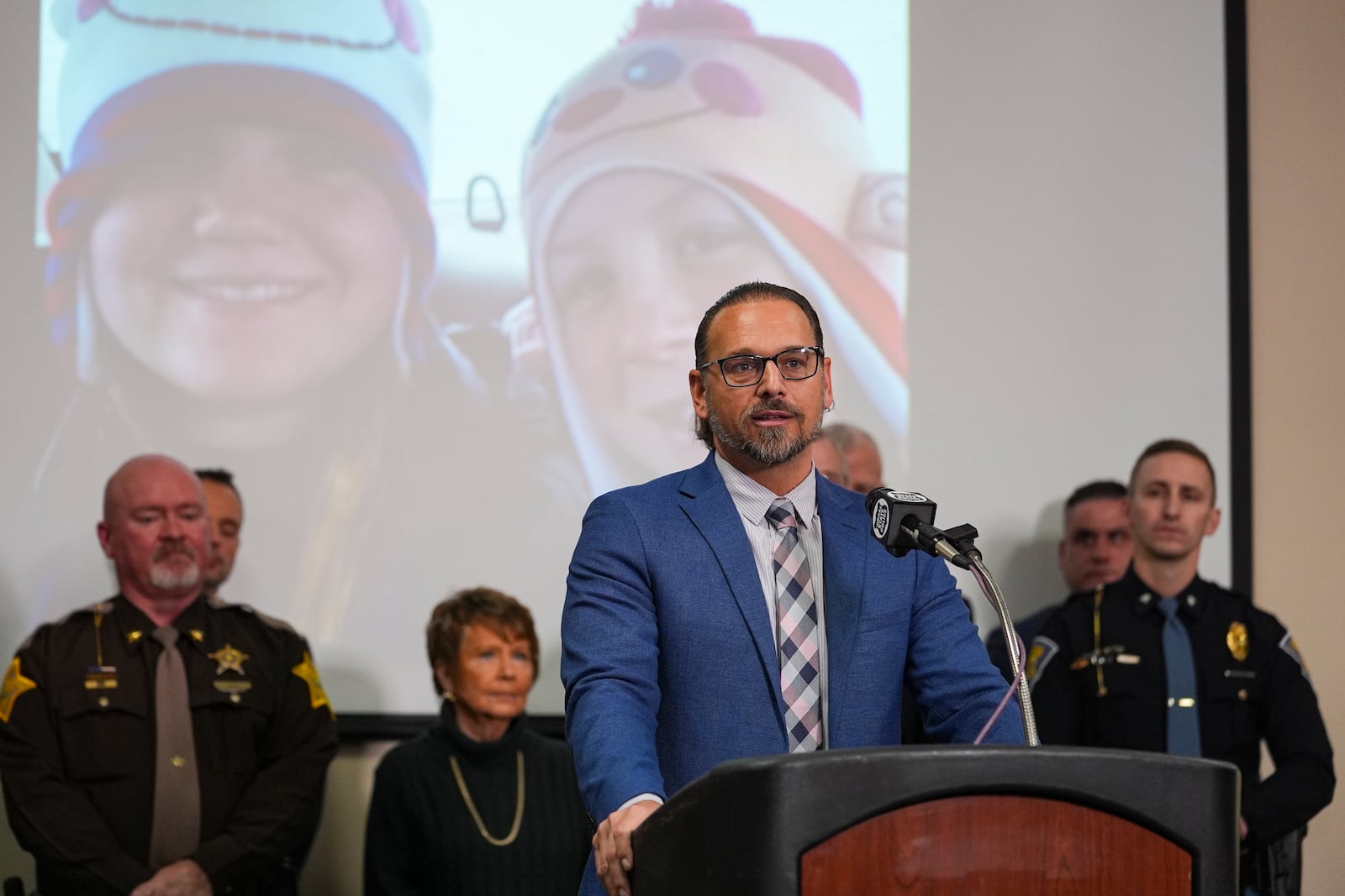 Carroll County Prosecutor Nicholas McLeland speaks after the sentencing of Richard Allen in Delphi, Ind., Friday, Dec. 20, 2024. (AP Photo/Michael Conroy)