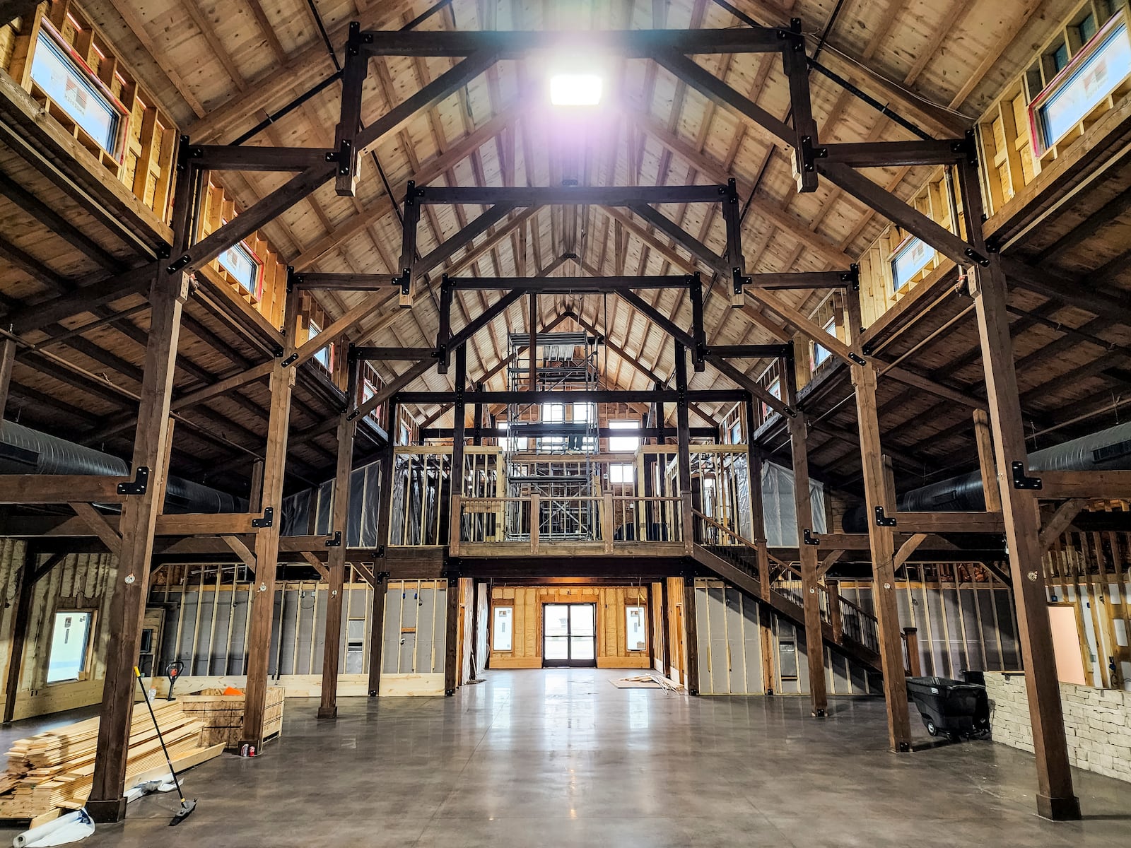 Construction continues to rebuild Hanover Reserve wedding and event venue on Millville Oxford Road after fire damaged the roof and other areas in 2021. NICK GRAHAM/STAFF