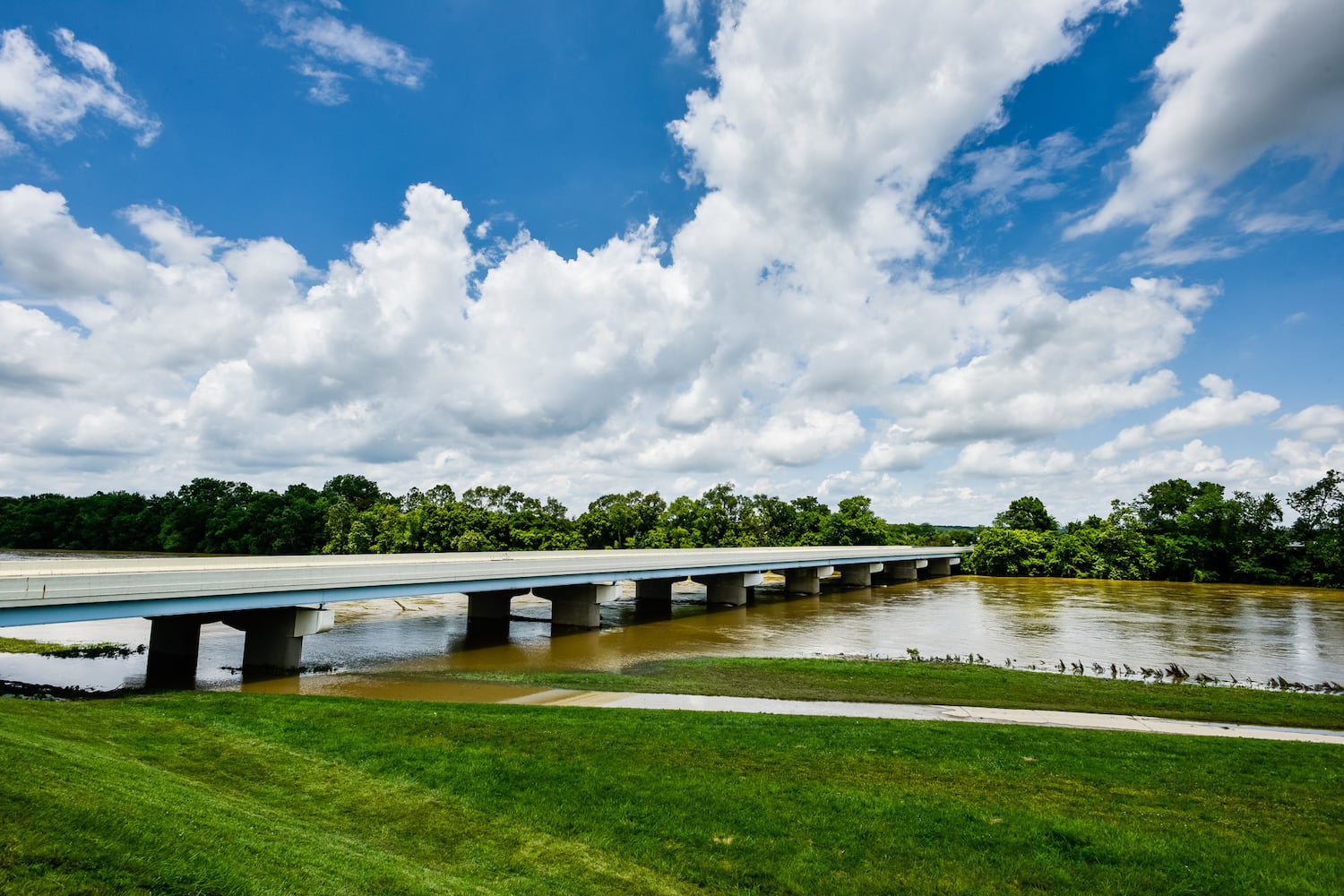 Great Miami River level higher than normal after  heavy rain