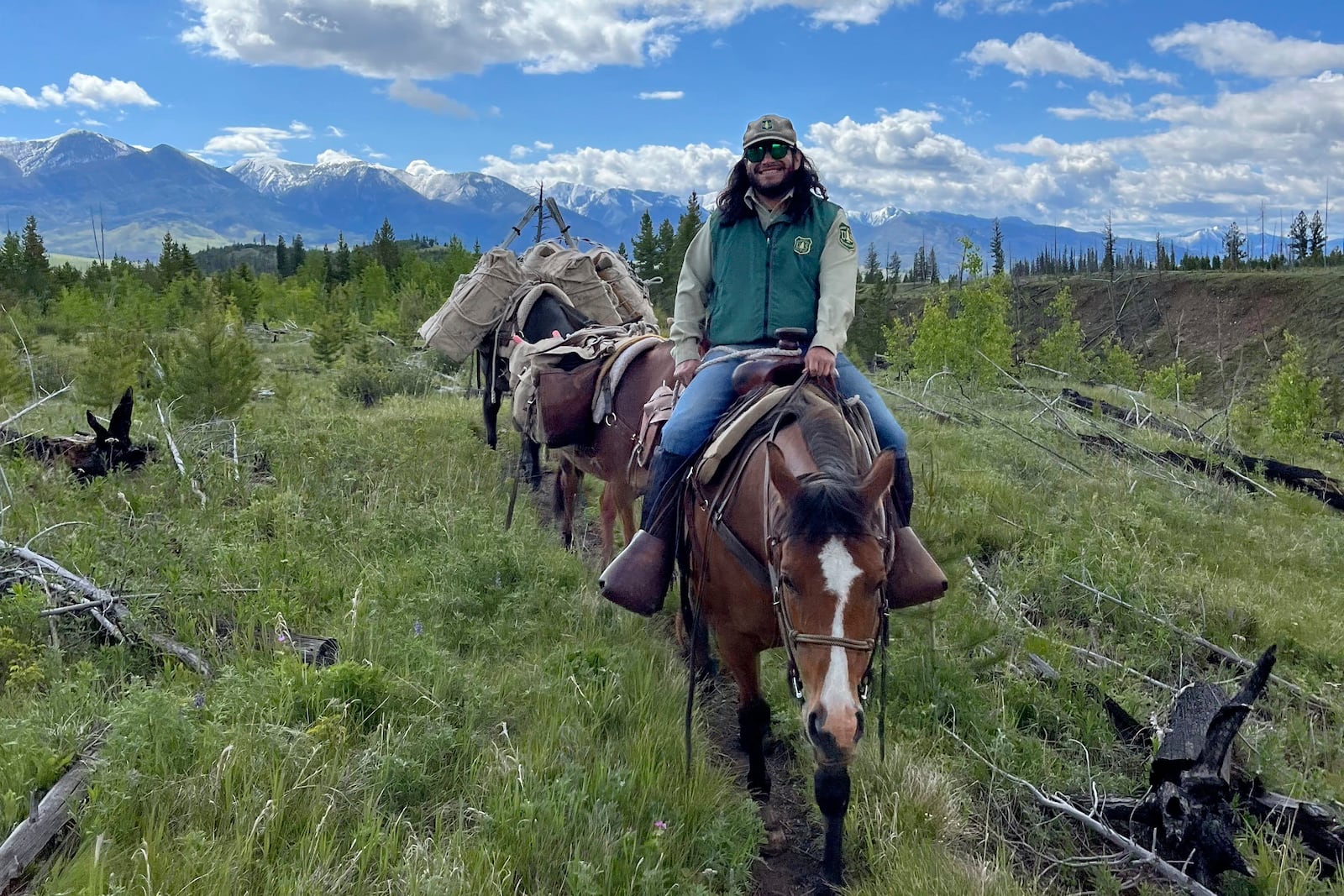 Josh Vega works as a forestry technician in the Bob Marshall Wilderness Complex in Montana in 2023. (Josh Vega via AP)