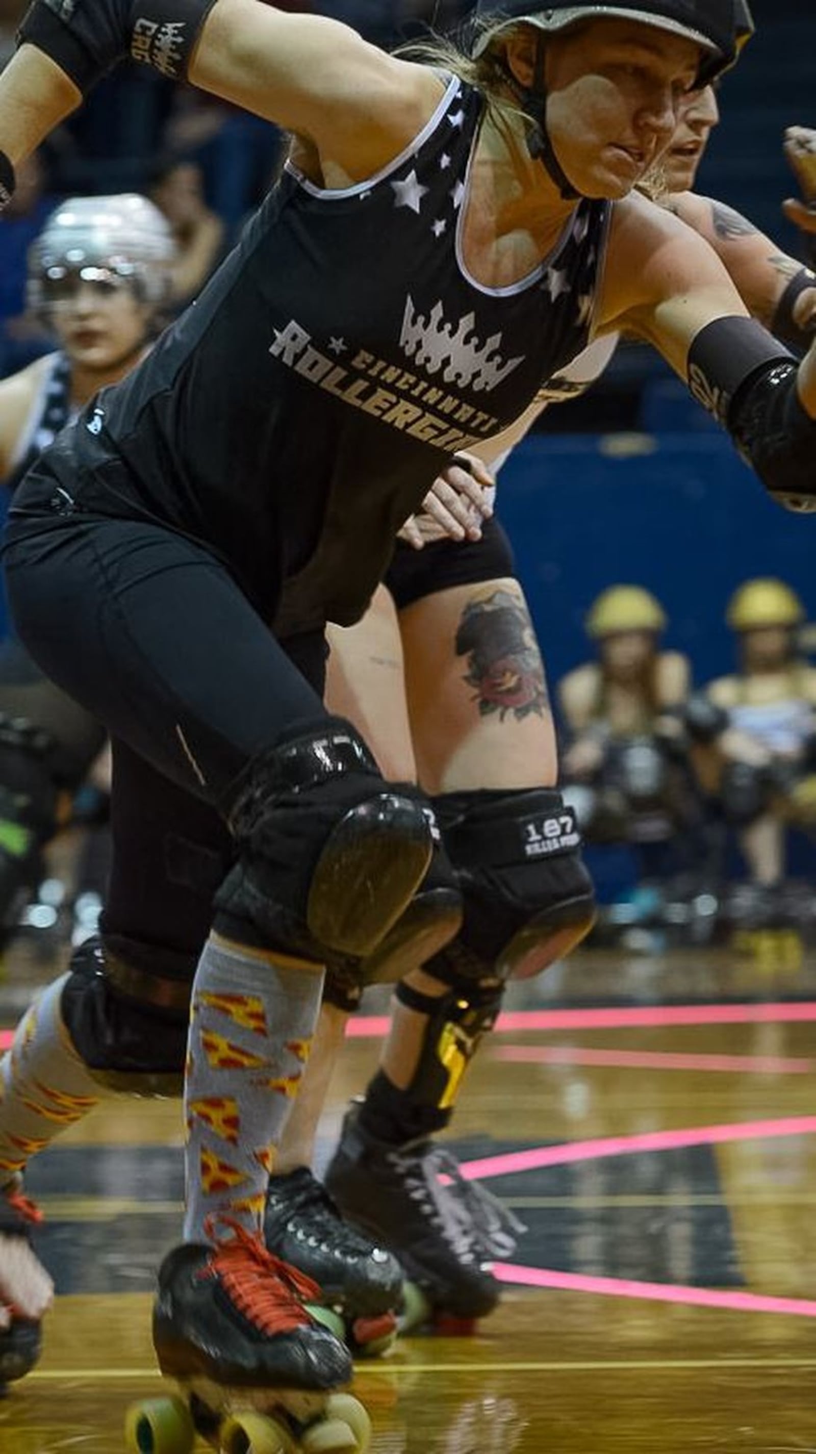 Jennifer Effinger, known as “Sailor Scary,” lives in Middletown and competes in roller derby with the Cincinnati Rollergirls.