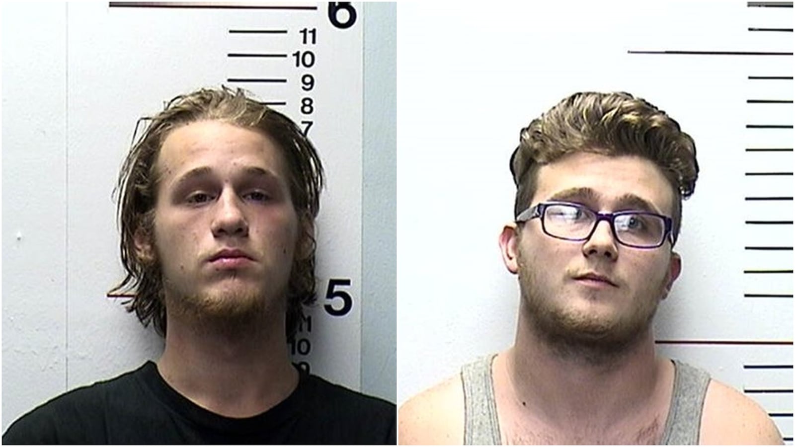 Wesley Hudgel (left) and Trevor Skief, both 19, are each charged with three counts of aggravated arson, one count of arson, one count of disruption of public services, one count of obstruction of justice, and one count of intimidation.