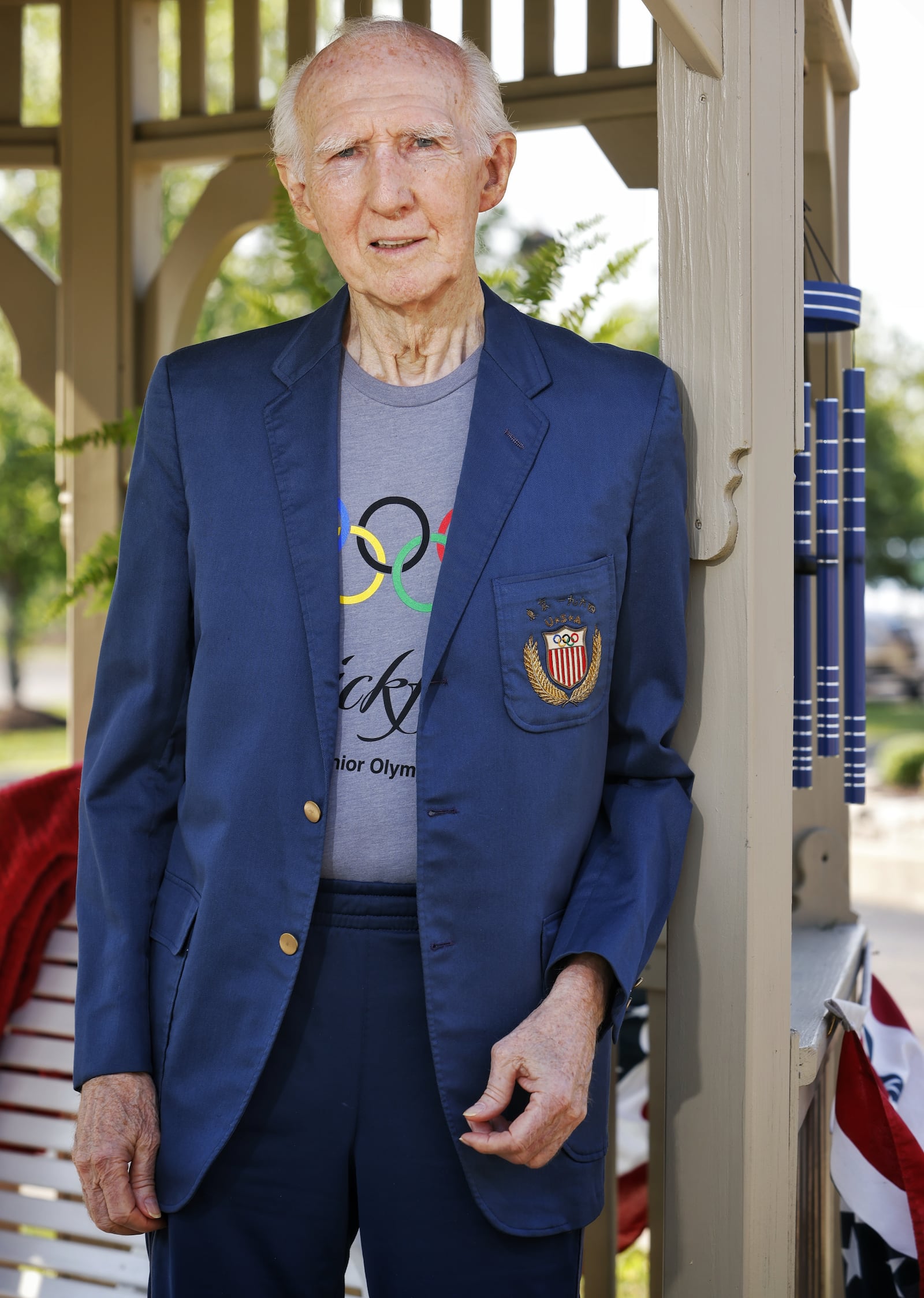 Bob Schul won a gold medal in the 5000m race in the 1964 Olympics in Tokyo. Schul, 83, still runs daily where he lives at Bickford assisted living and memory care facility in Middletown. NICK GRAHAM / STAFF