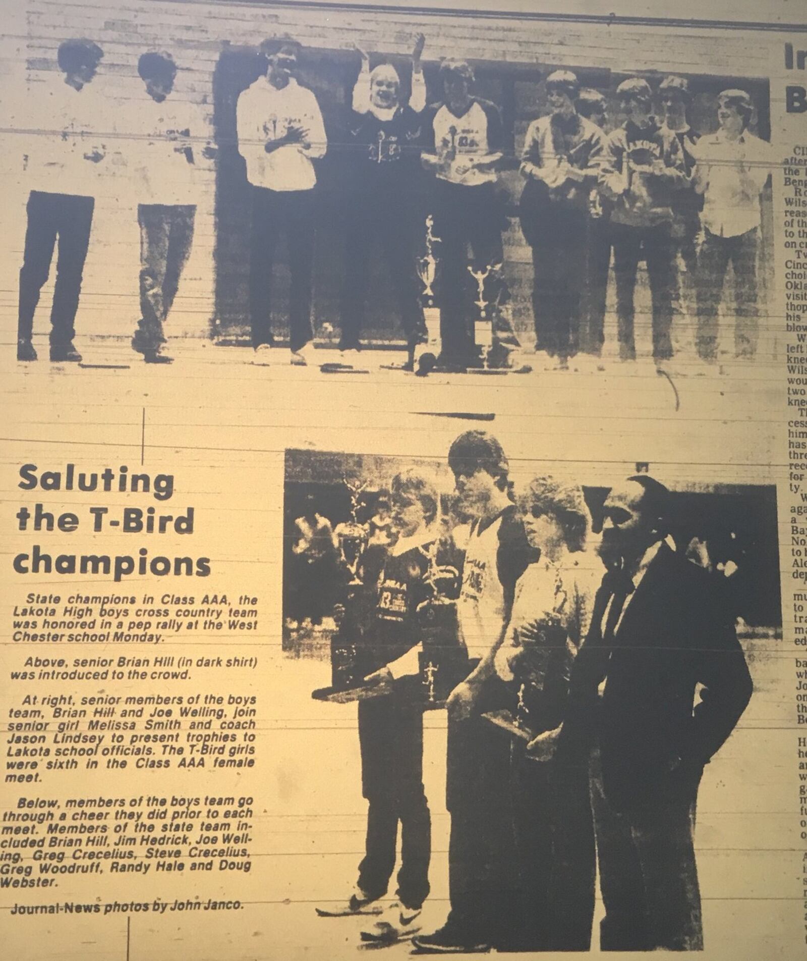 Journal-News photo coverage of Lakota High School’s Class AAA state boys cross country championship in 1983.