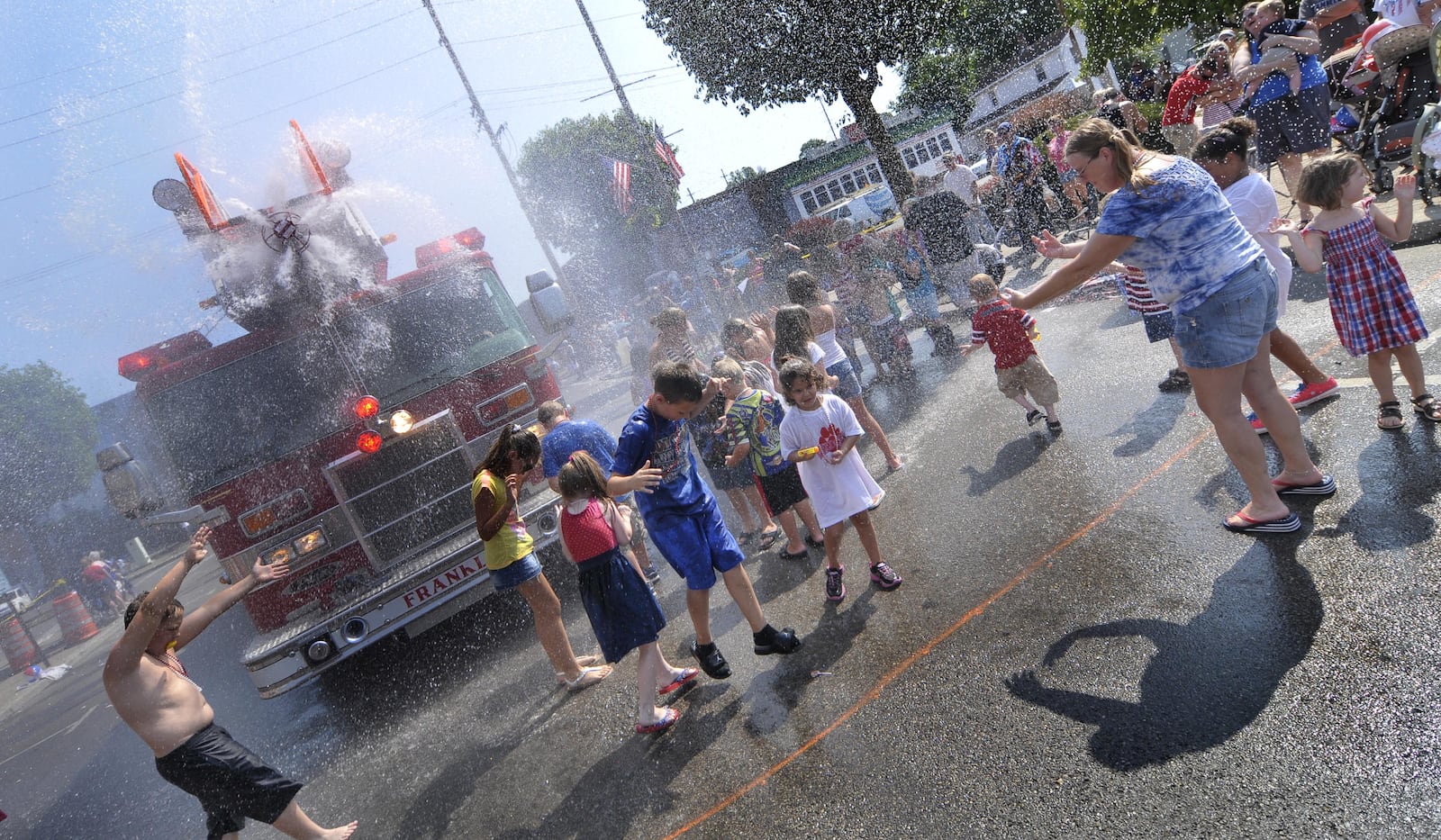 Franklin's 4th of July Parade lived up to it's billing as "the wettest ever" as hundreds during the 2012 parade lined the streets of downtown Franklin for the parade. Splash Zones were set up along the parade route where spectators were treated to a very wet and refreshing soaking by water guns to Fire Engine hoses.  FILE