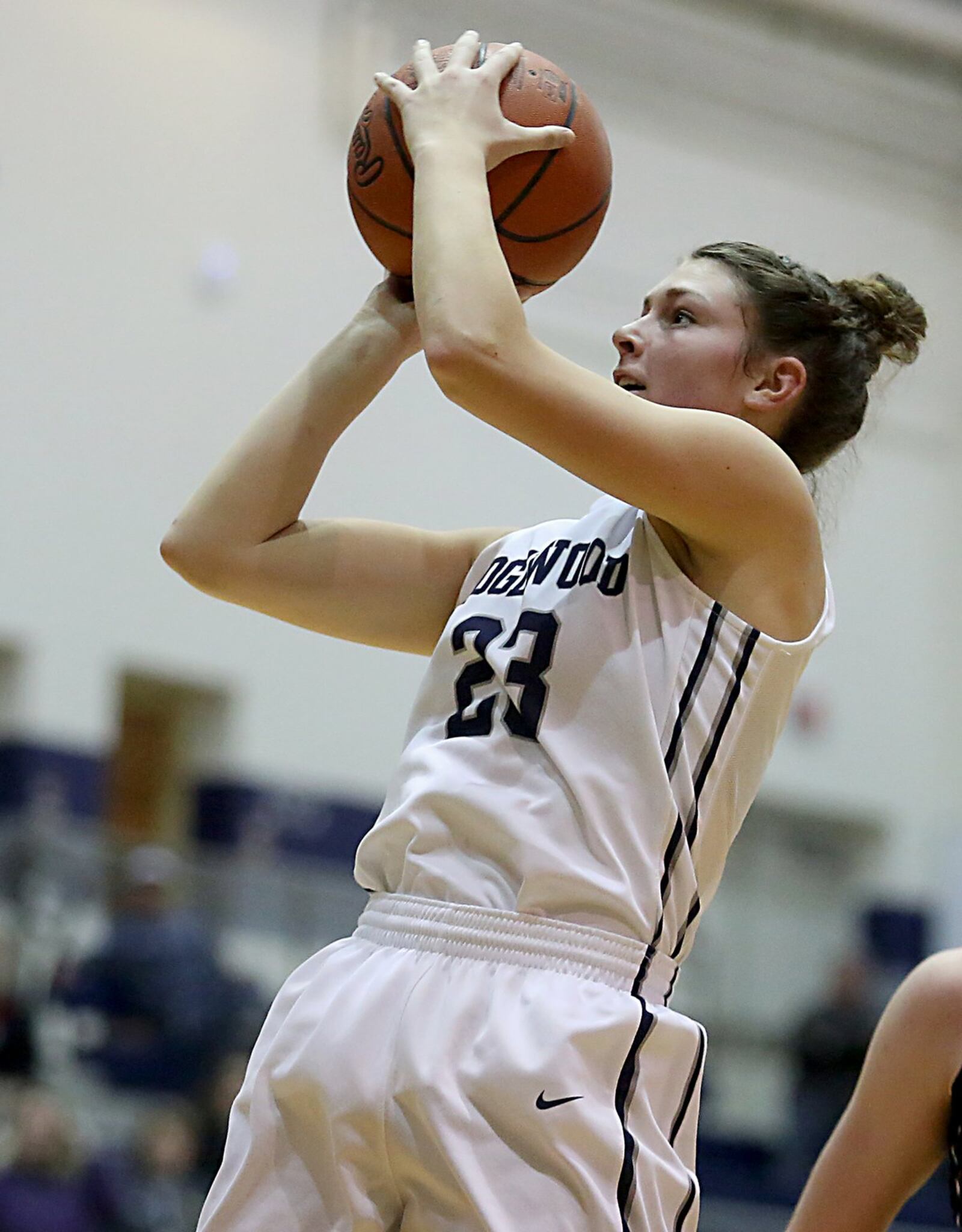 Edgewood forward Sara Schaefer puts up a shot against Talawanda on Wednesday night at Ron Kash Court in Trenton. CONTRIBUTED PHOTO BY E.L. HUBBARD