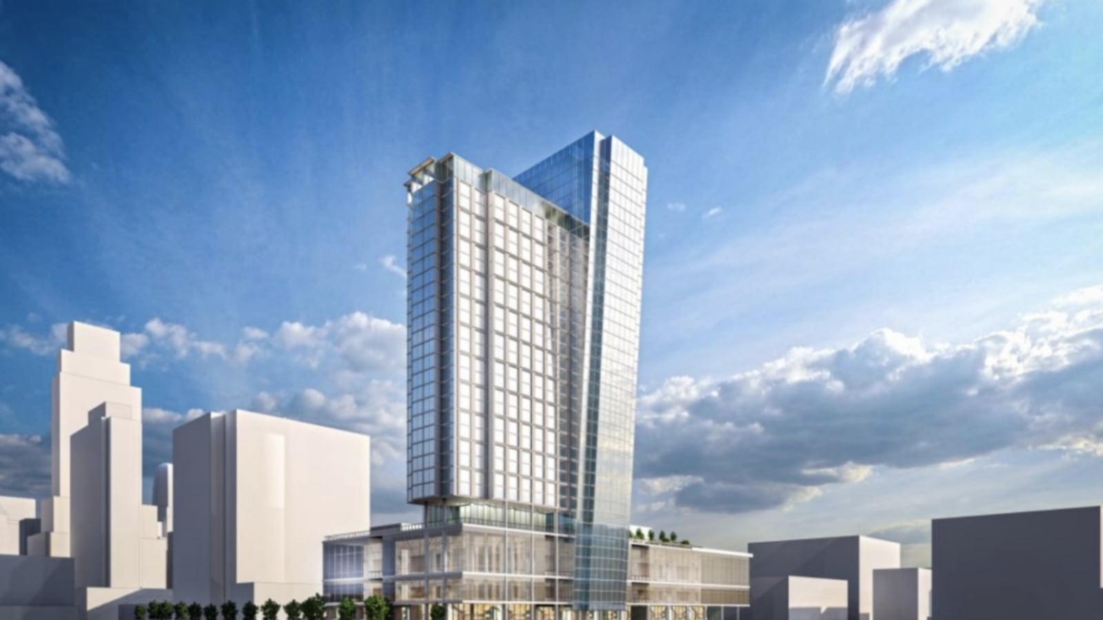 This is Developer Matthews Southwest's proposal for a new convention center hotel at Duke Energy Center in Cincinnati. CONTRIBUTED/WCPO