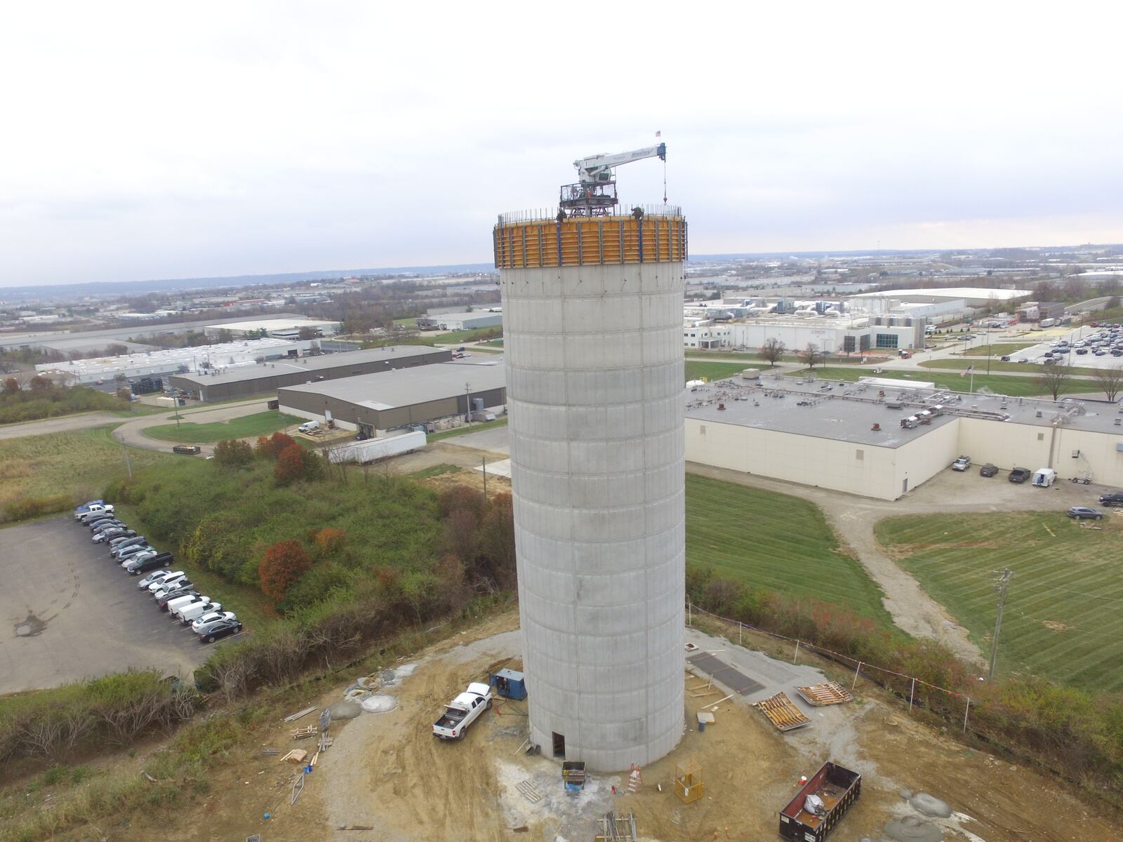 Construction of Fairfield's sixth water tower is underway. After the concrete work is completed, they'll stop for the winter and resume construction in the new year. The expected completion date is the summer of 2023. CITY OF FAIRFIELD/PROVIDED