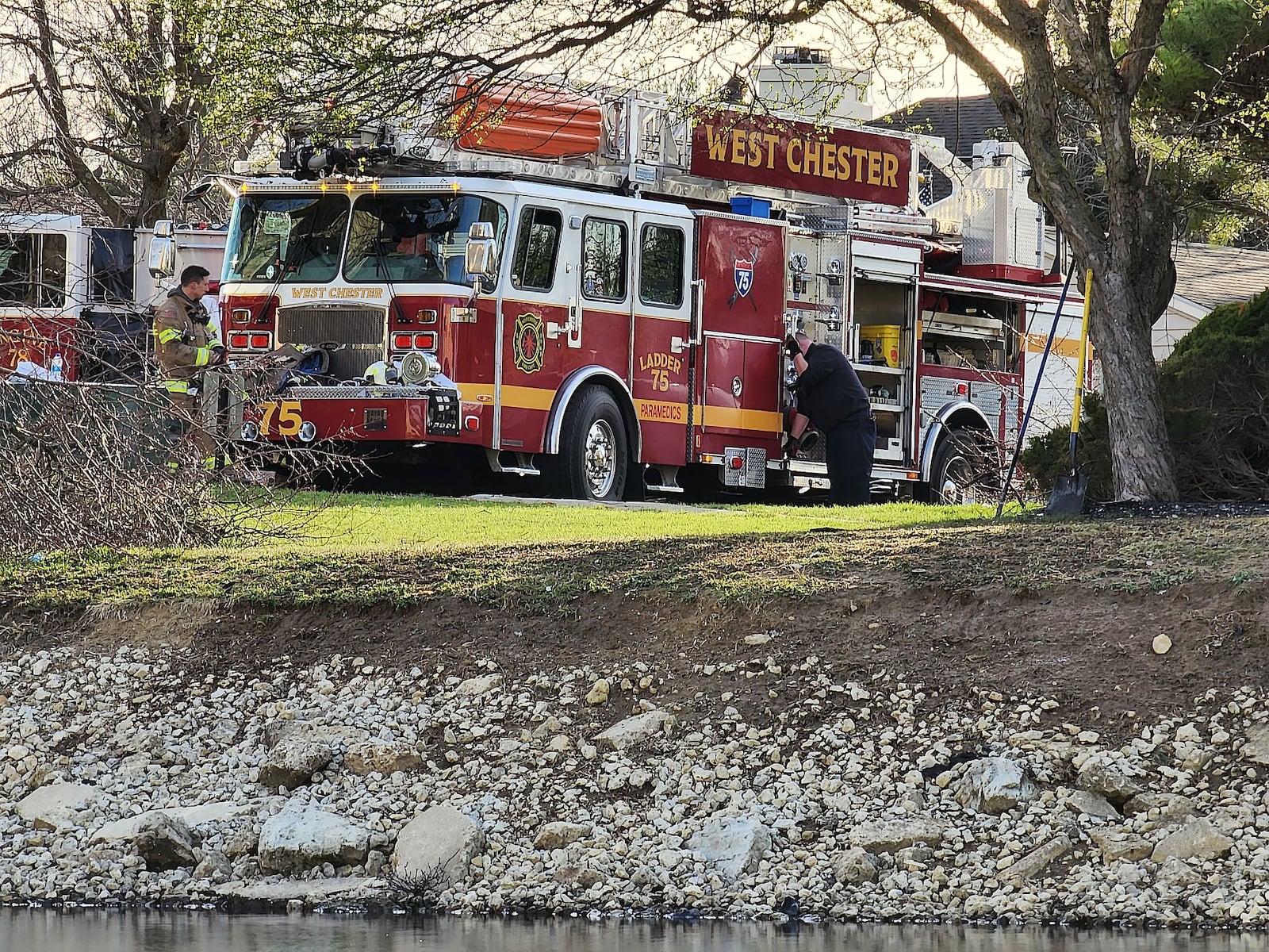 Multiple people were displaced after fire destroyed a ten-unit building at Union Station Apartments off of Fountains Blvd. Monday, March 28 in West Chester Township. NICK GRAHAM/STAFF