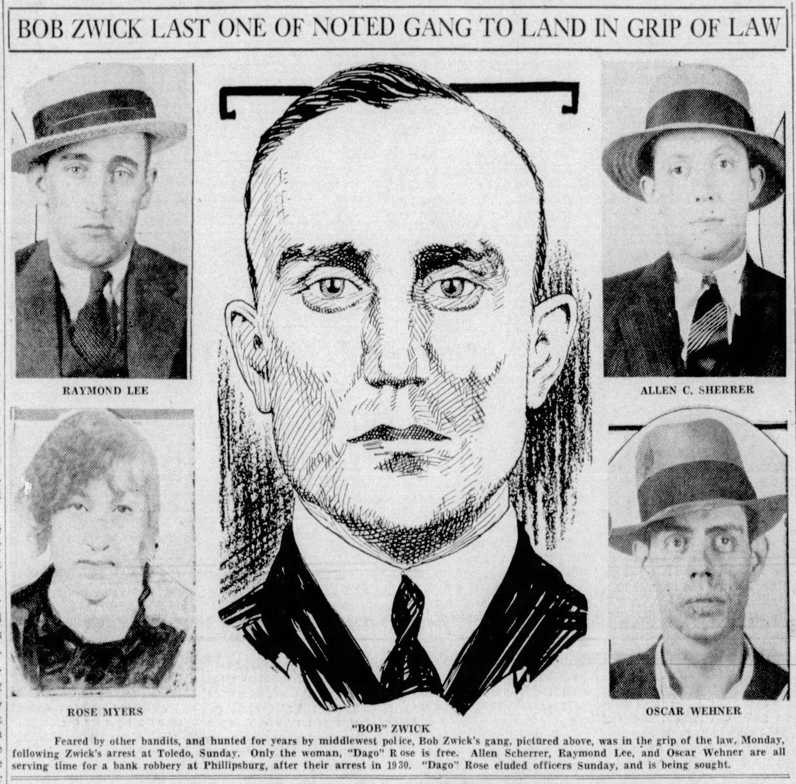 Gangster Bob Zwick and his crew. DAYTON DAILY NEWS ARCHIVES