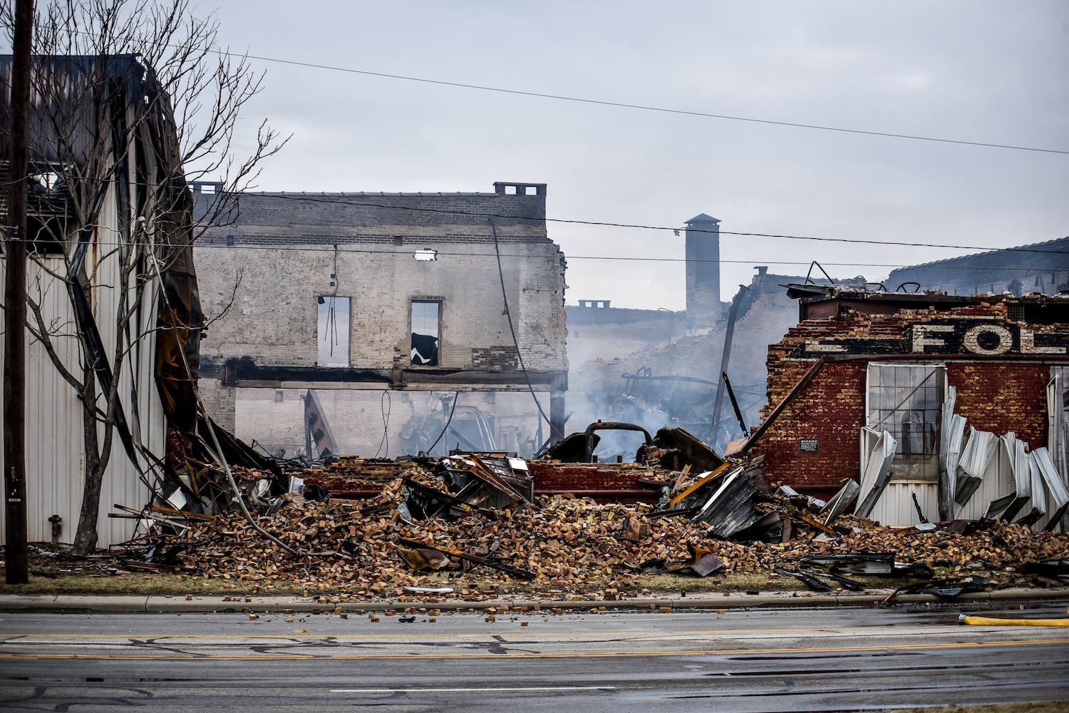 Aftermath of vacant warehouse fire in Middletown