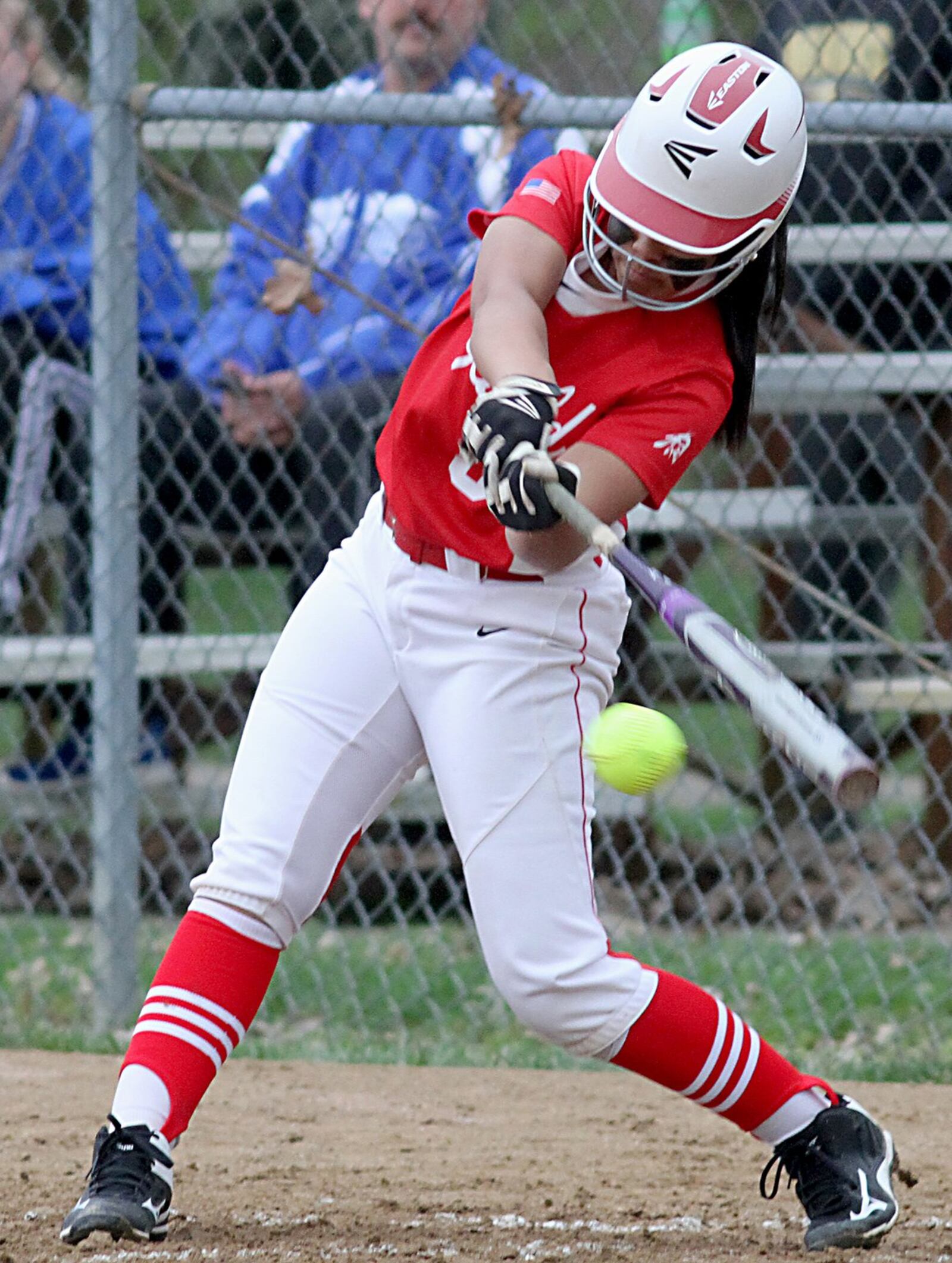 Fairfield’s Rhiana Hubbard connects with a Sycamore pitch during their game at Fairfield Middle School on Tuesday. CONTRIBUTED PHOTO BY E.L. HUBBARD