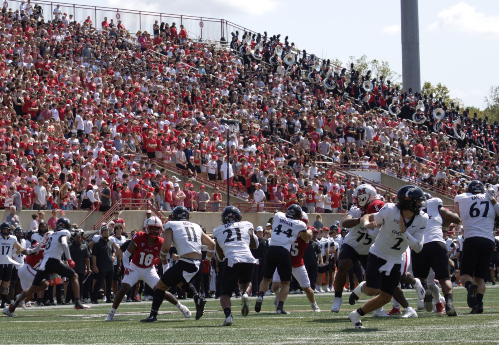 Cincinnati native Corey Kiner ran in a touchdown in the first half of the 128th Battle for the Victory Bell.