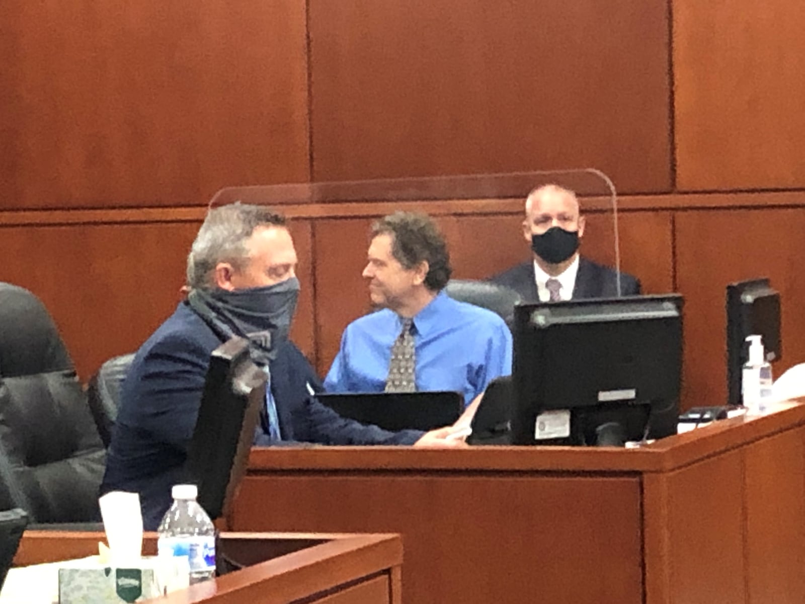 Timothy Hall waits for his sentencing Tuesday for 20-year-old sex crimes. Lawyer Kevin Hughes is in the foreground, psychologist-lawyer Bob Stinson in the background.