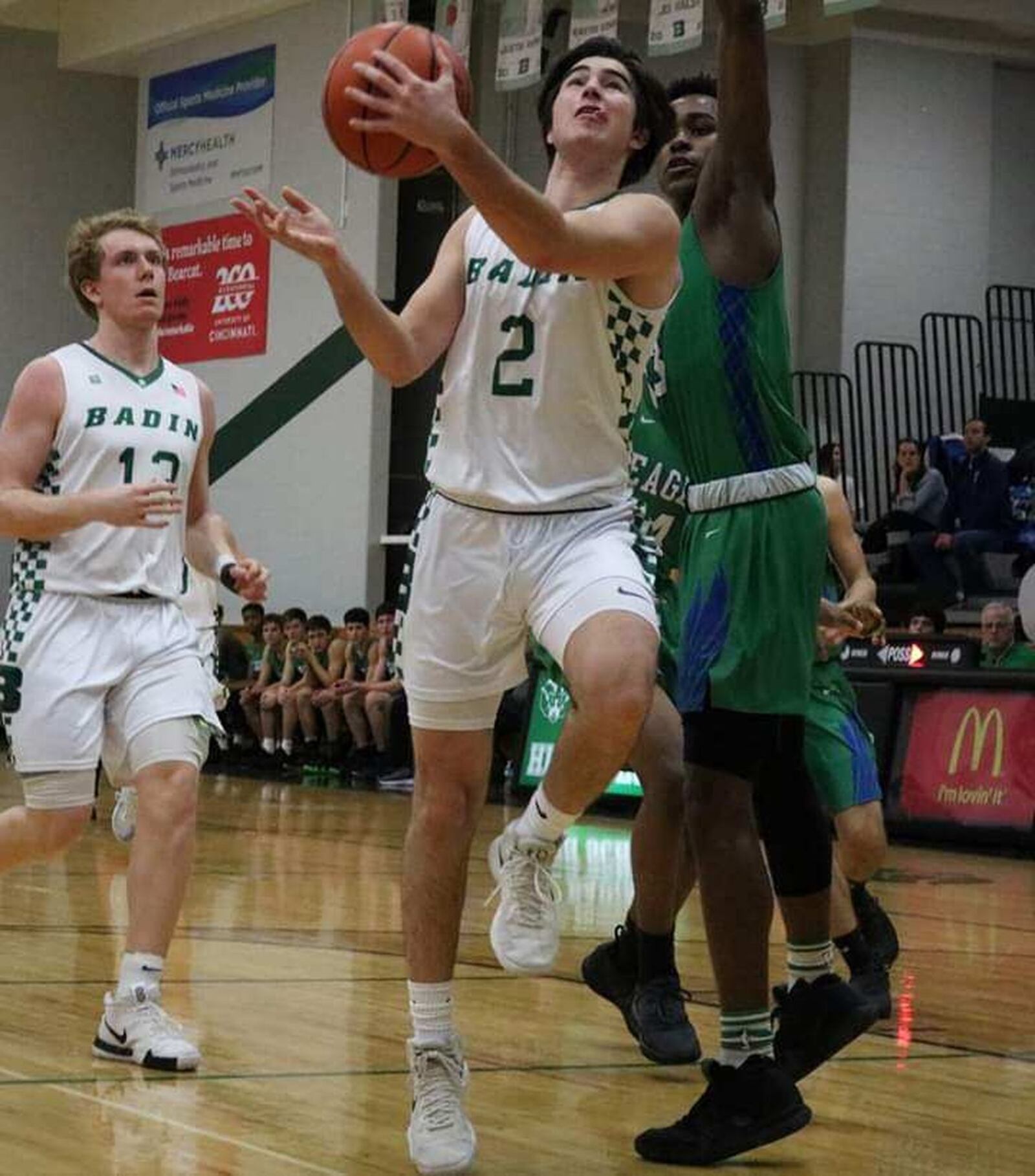 Badin’s Seth Hargis (2) drives to the basket during Friday night’s game against Chaminade Julienne at Mulcahey Gym in Hamilton. CJ won 58-54. CONTRIBUTED PHOTO BY TERRI ADAMS