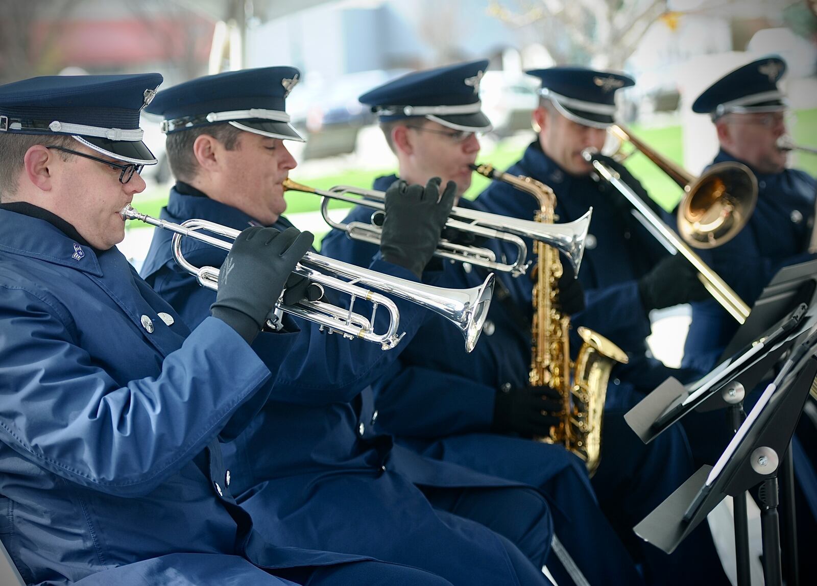 The Air Force, Spirit of Flight performed, April 3, 2024, during the ceremony "50 Years Later: Remembering the Xenia Tornado." The event was held on Main Street in downtown Xenia. MARSHALL GORBY\STAFF