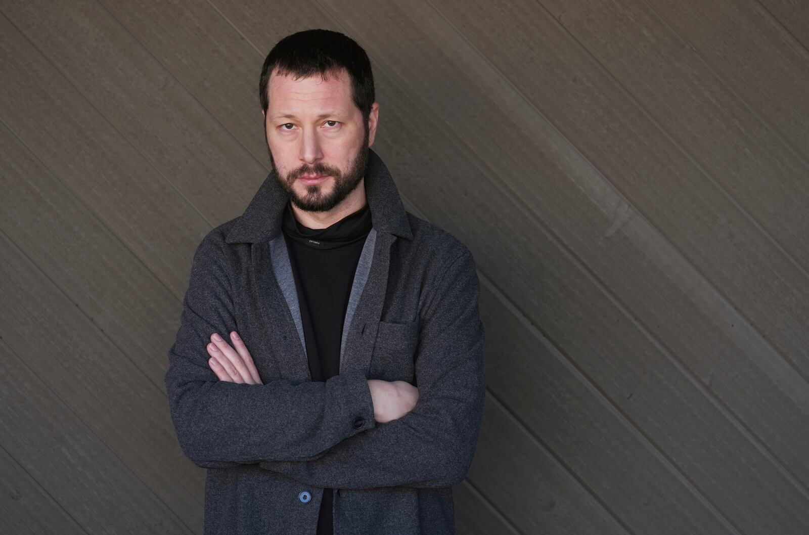 Mstyslav Chernov, director of the documentary film "2000 Meters to Andriivka," poses for a portrait during the Sundance Film Festival on Thursday, Jan. 23, 2025, in Park City, Utah. (AP Photo/Chris Pizzello)