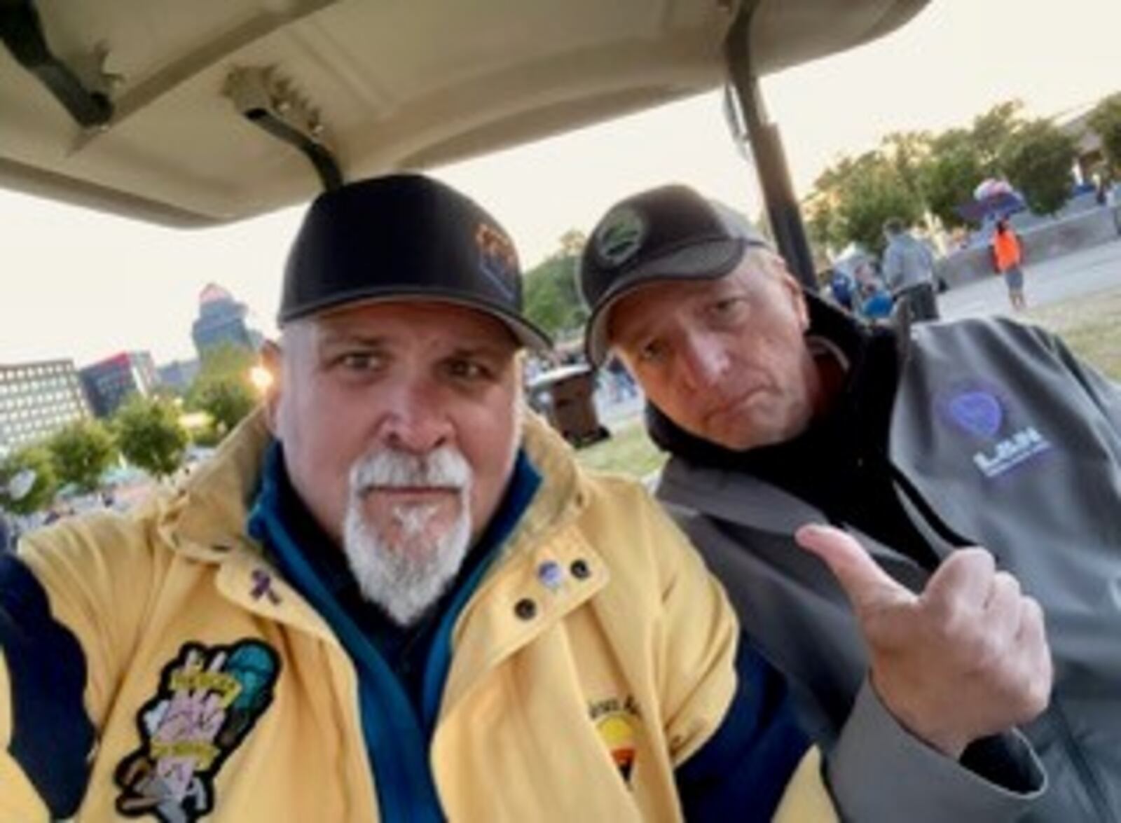 Sean Askren, left, a hot air balloon pilot from Middletown, dedicated the 2024 Ohio Challenge in memory of his longtime friend and fellow balloonist, Dave Troutman, who died this year.