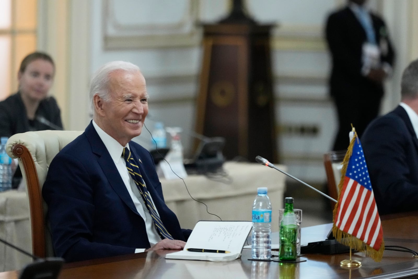 President Joe Biden meets with Angola's President Joao Lourenco, at the presidential palace in the capital Luanda, Angola on Tuesday, Dec. 3, 2024. (AP Photo/Ben Curtis)