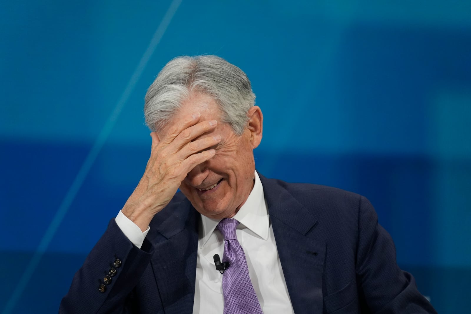 Federal Reserve chair Jerome Powell reacts while speaking at the DealBook Summit in New York, Wednesday, Dec. 4, 2024. (AP Photo/Seth Wenig)