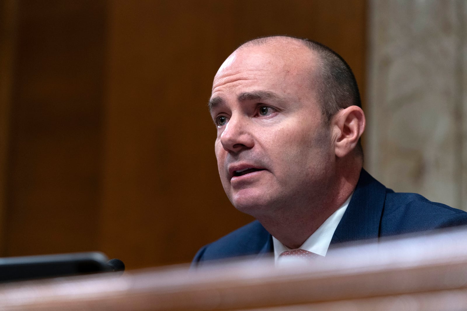 Sen. Mike Lee, R-Utah, Chairman of the Senate Energy and Natural Resources Committee, speaks during the confirmation hearing for former Gov. Doug Burgum, President-elect Donald Trump's choice to lead the the Interior Department as Secretary of the Interior, on Capitol Hill in Washington, Thursday, Jan. 16, 2025. (AP Photo/Jose Luis Magana)