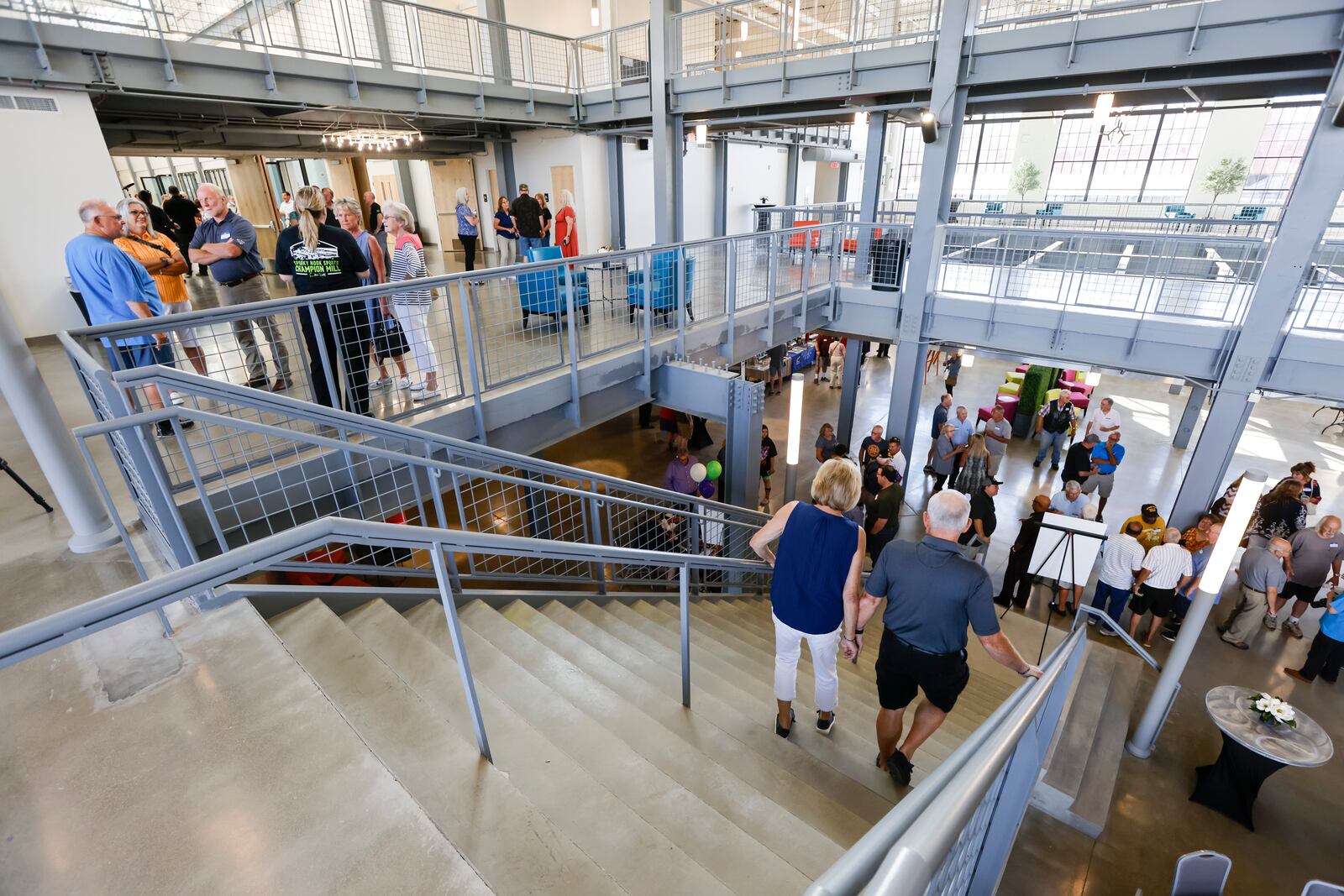 Former Champion Paper employees were invited to tour Spooky Nook Sports Champion Mill Tuesday, Aug. 30, 2022. The Butler County Historical Society displayed photos and items from Champion. NICK GRAHAM/STAFF