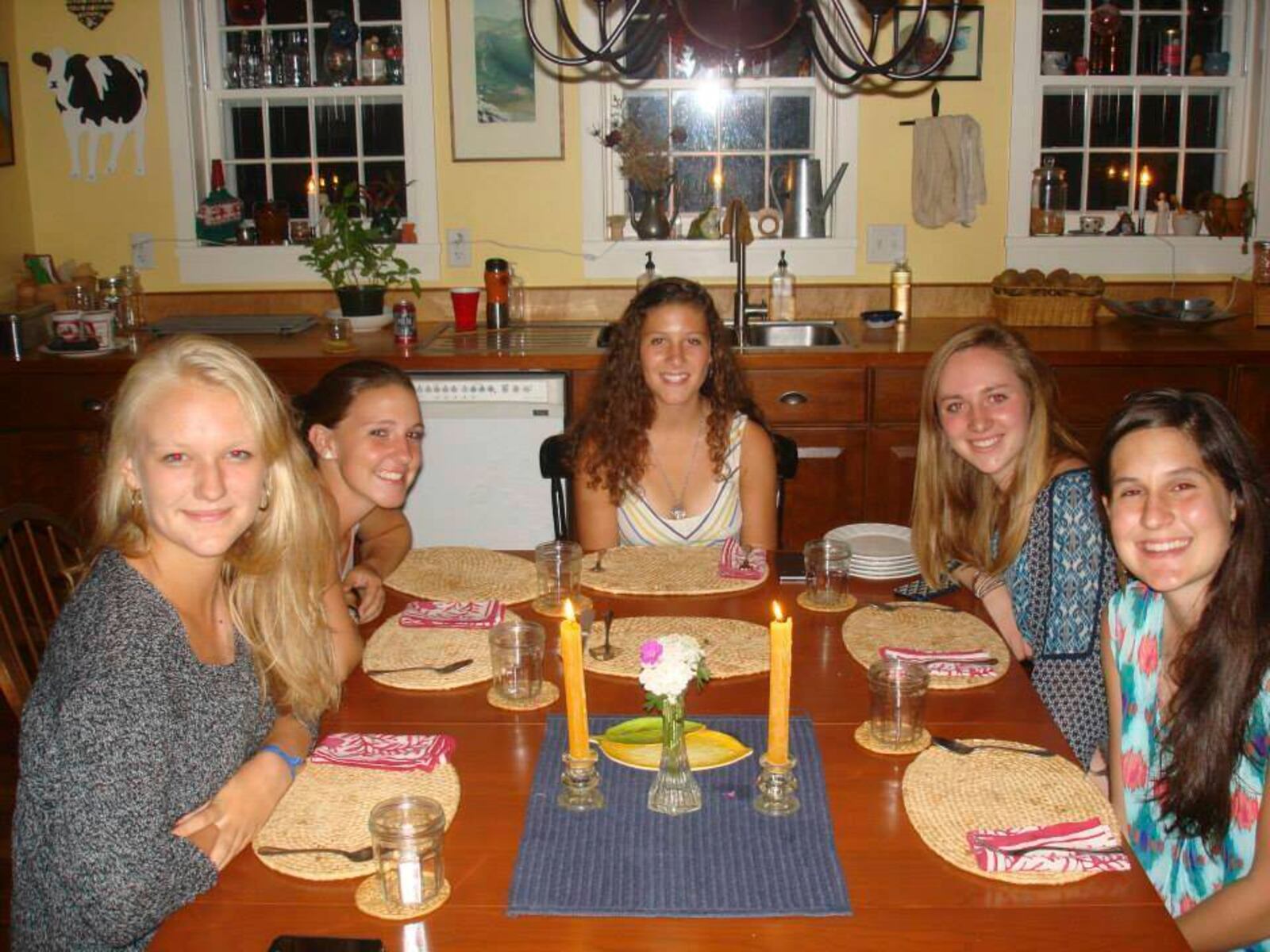 A celebration for Grace Tecca’s 17th birthday in the kitchen of the family’s Lyme, N.H., house, which burned down. (Tecca family via AP)