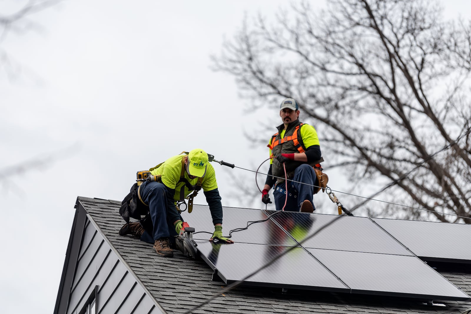 Better Together Solar Installs panels on a roof in Cuyahoga County in Ohio.