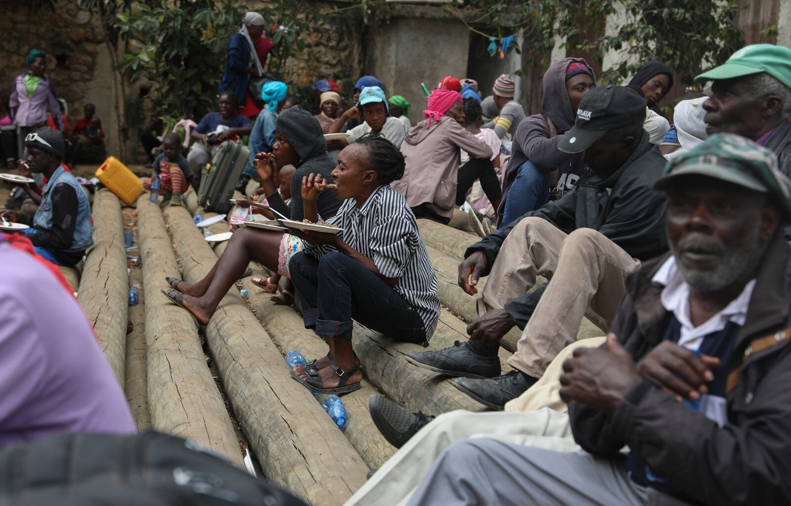 People displaced by armed gang attacks take refuge in the town hall of the Kenscoff neighborhood of Port-au-Prince, Haiti, Monday, Feb. 3, 2025.(AP Photo/Odelyn Joseph)