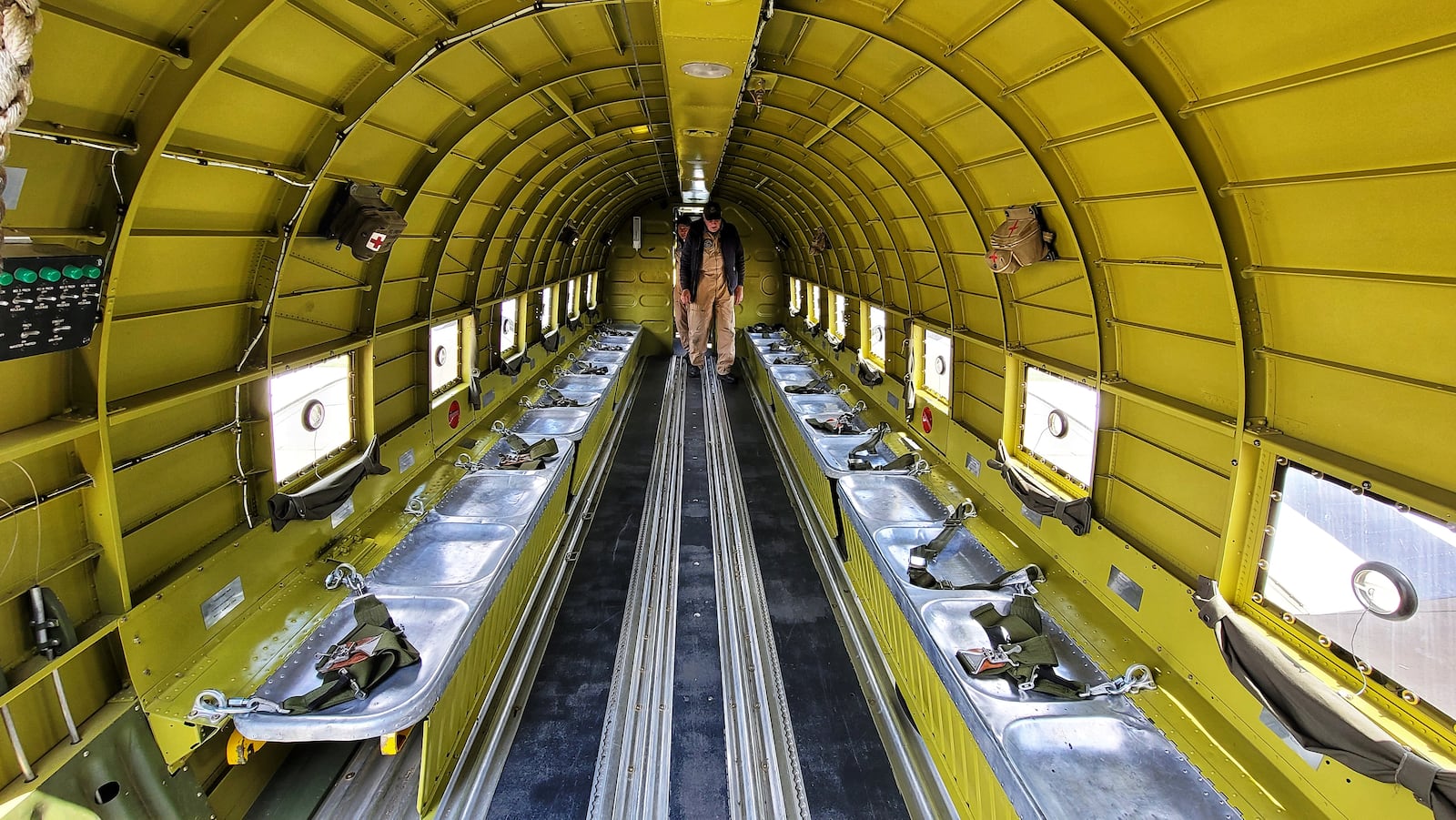 That’s All, Brother, a C-47 piloted by Lt. Col. John Donalson, arrived at Butler County Regional Airport Friday, April 16 for a three-day visit with tours and rides available. The historic WWII C-47 aircraft led over 800 C-47’s over the drop zones of Normandy, France on D-Day on June 6th, 1944. NICK GRAHAM / STAFF