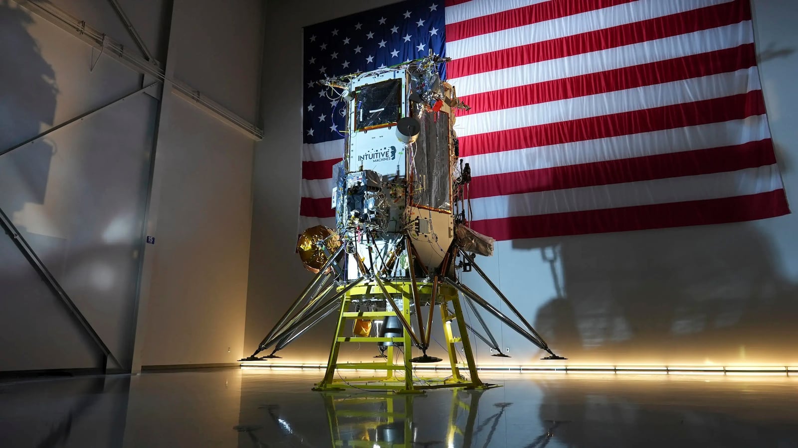 In this undated image released by Intuitive Machines, Intuitive Machines’ newest lunar lander is displayed. (Intuitive Machines via AP)