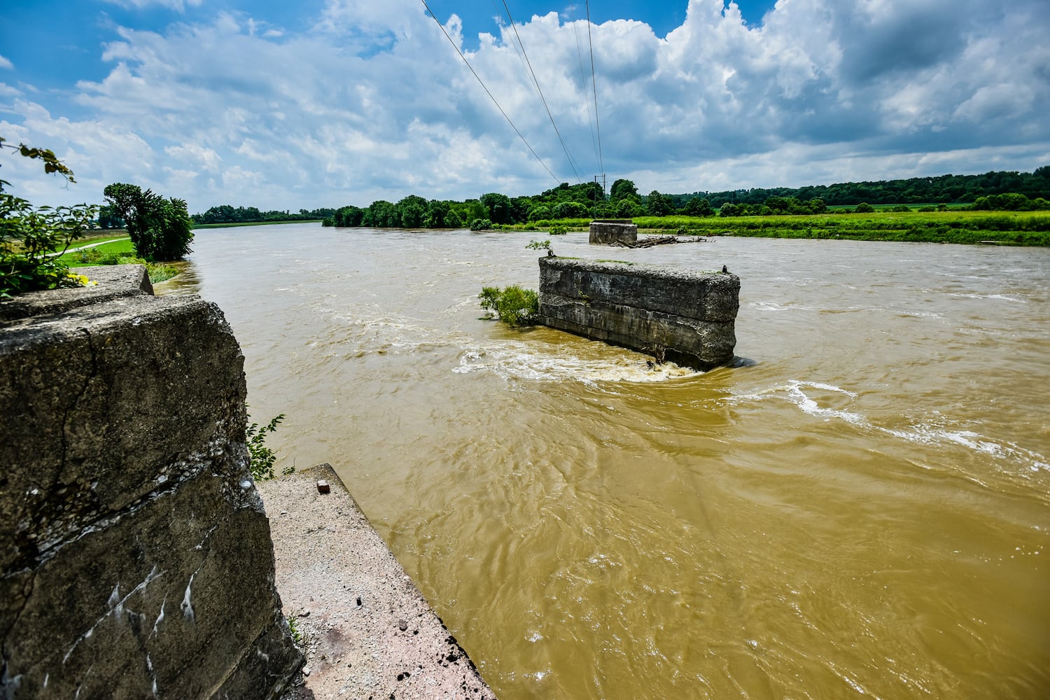 Great Miami River level higher than normal after  heavy rain