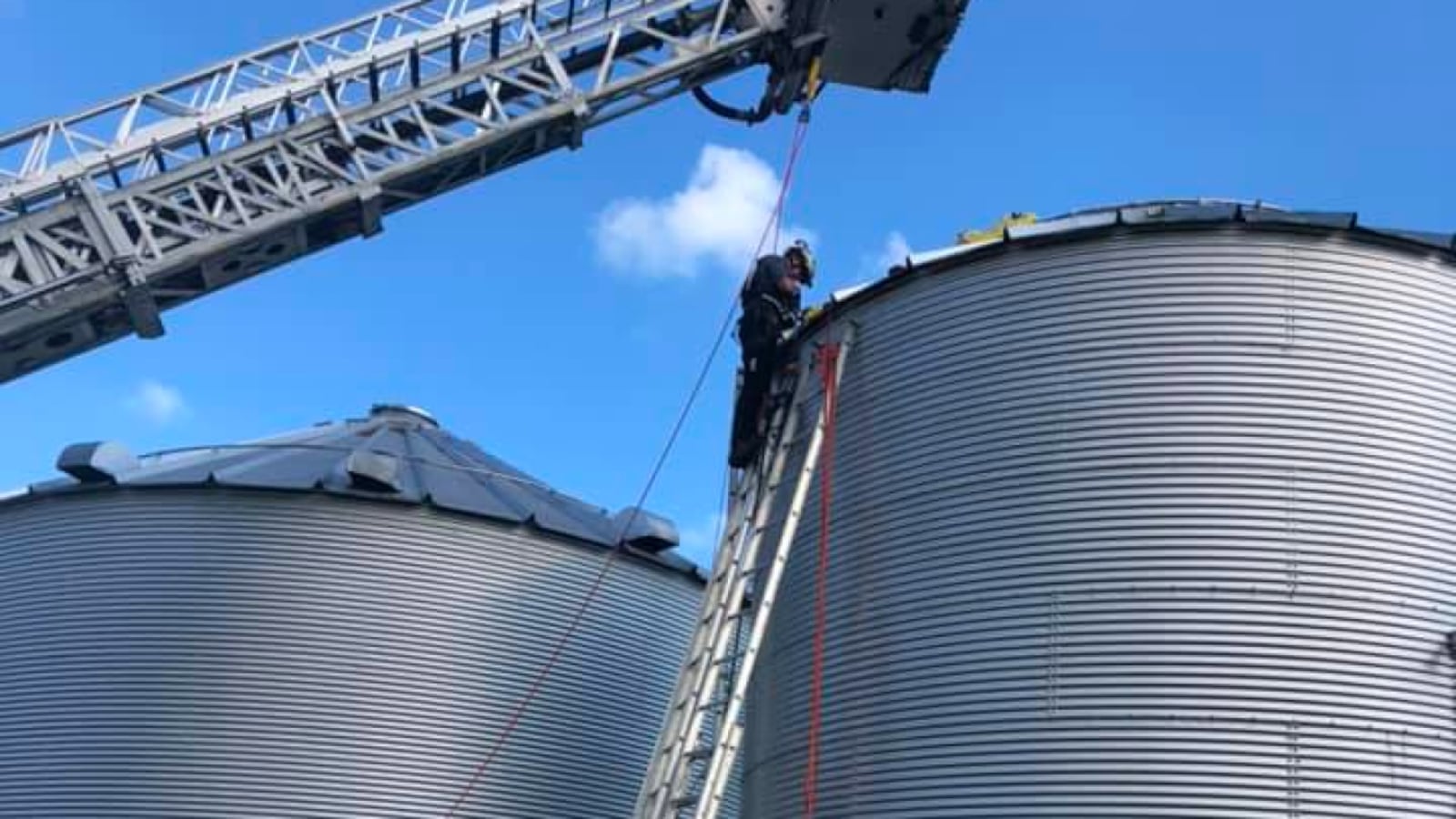 A man was trapped inside a grain silo containing soybeans May 30, 2019, at a farm on Timberman Road in Ross Twp., Butler County, Ohio. WCPO