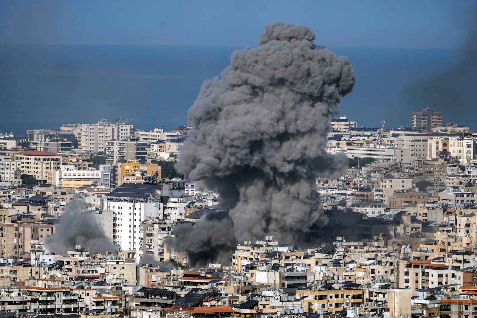 Smoke rises after an Israeli airstrike on Dahiyeh, in the southern suburb of Beirut, Lebanon, Saturday, Nov. 16, 2024. (AP Photo/Bilal Hussein)