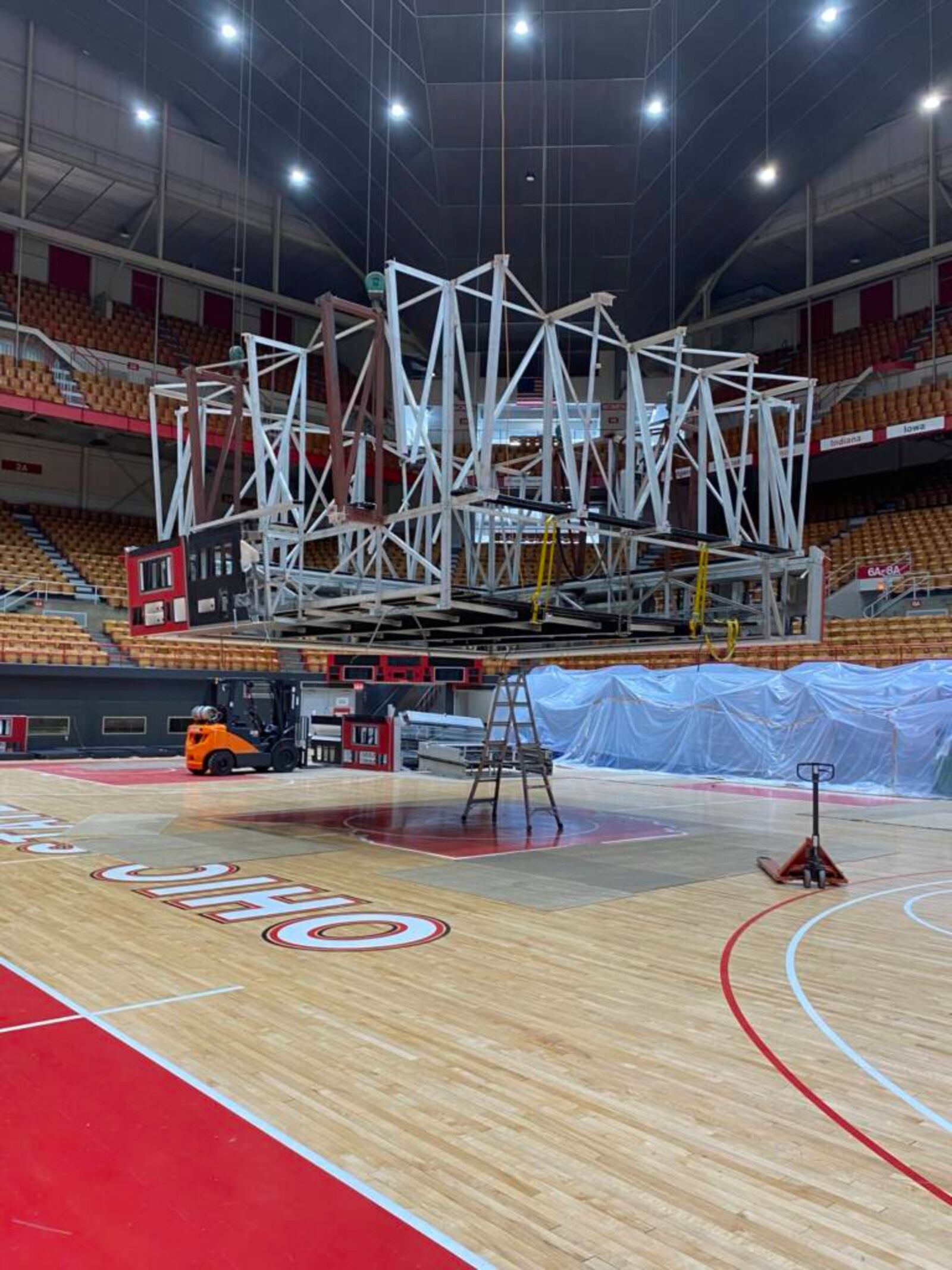 The St. John Arena scoreboard was taken down last week (Photo courtesy Ohio State Athletics).