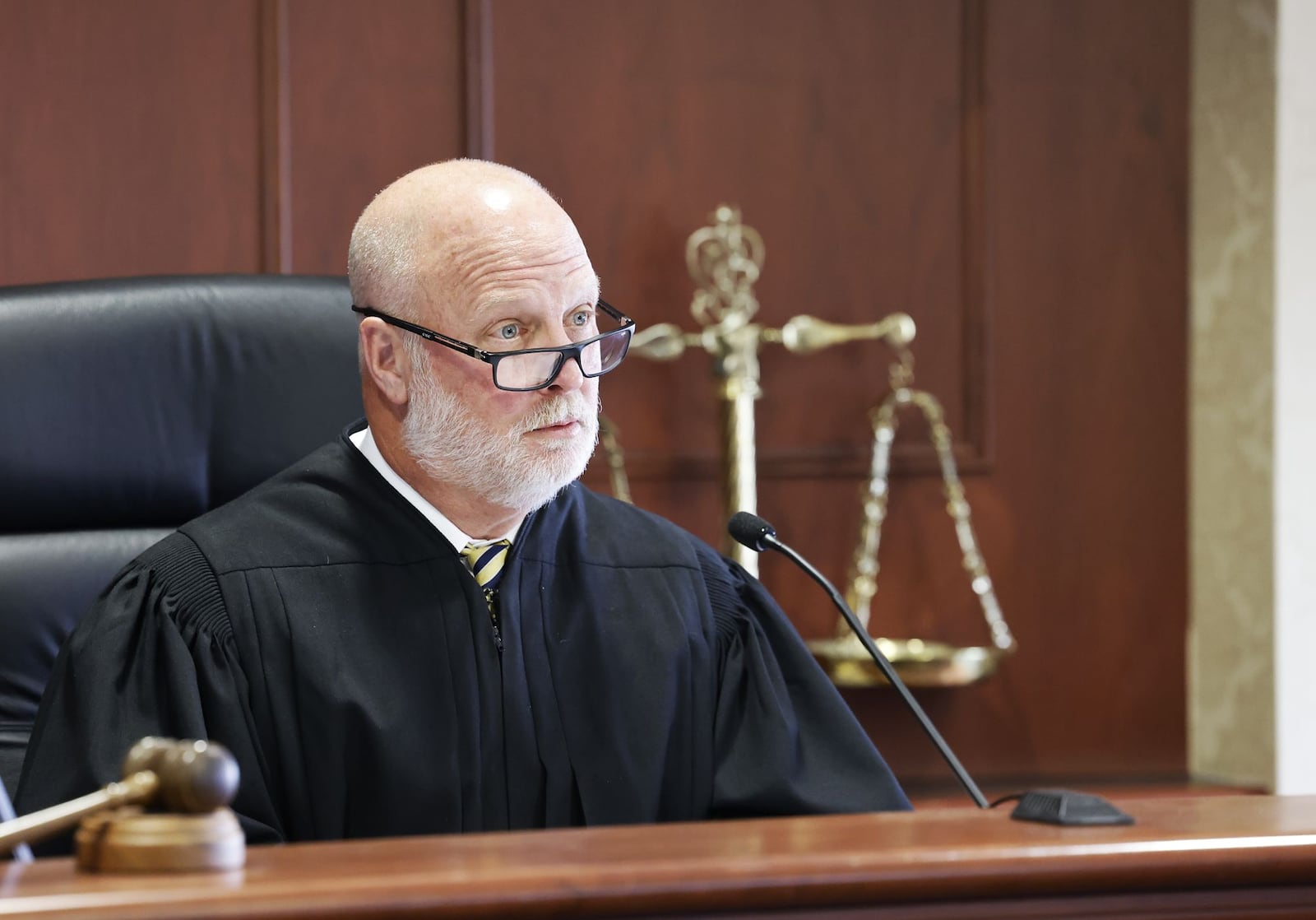 Judge Gregory Howard speaks to attorneys during a hearing for Gurpreet Singh for the first time with his new attorneys Mark Wieczorek and Alex Deardorff Tuesday, June 6, 2023 in Hamilton. NICK GRAHAM/STAFF