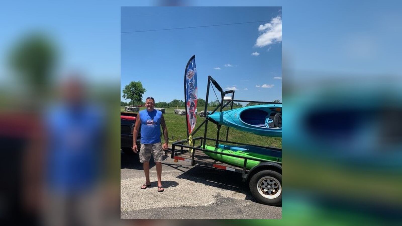 Rob Richardson, owner of Baab s Kayaking and Livery in Middletown, is being credited with possibly saving the life of a man trapped on the Great Miami River. SUBMITTED PHOTO