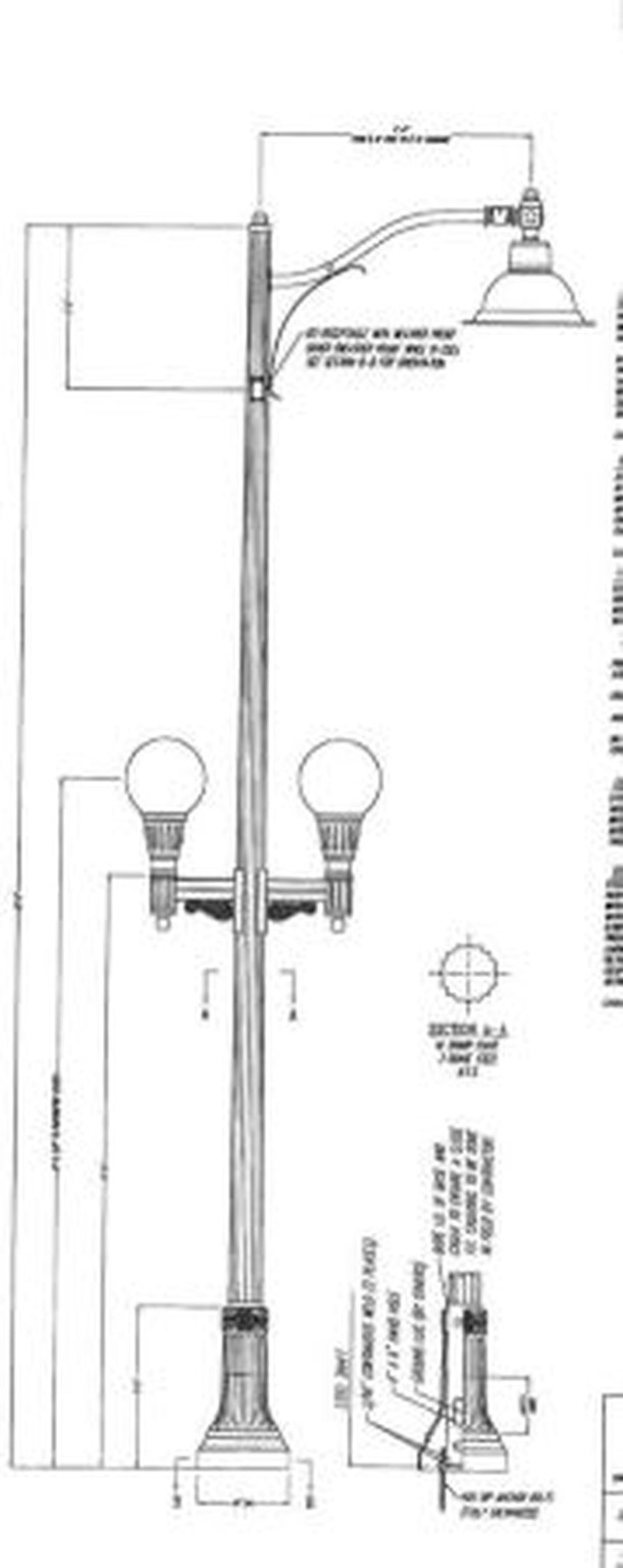 Street lights like these, which also will illuminate the sidewalks, will appear along a portion of Main Street in Hamilton next year. 