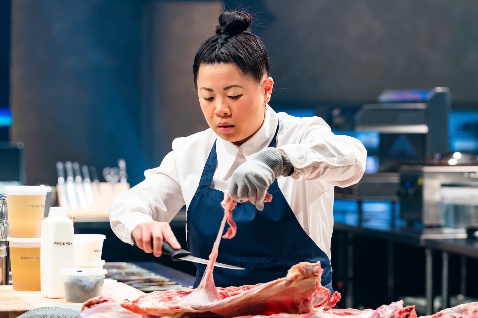 This image released by Warner Bros. Discovery shows contestant Mei Lin competing during season four of Food Network's "Tournament of Champions". (Anders Krusberg/Warner Bros. Discovery via AP)