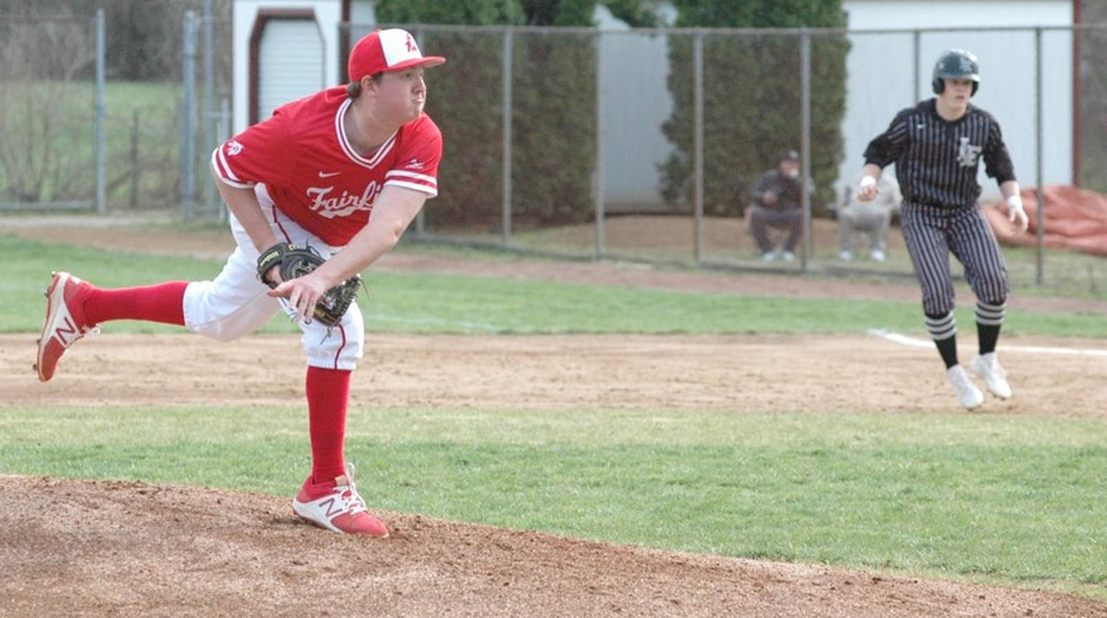 Fairfield pitcher Aidan Post throws a pitch April 3 during a Greater Miami Conference baseball game against Lakota East at Joe Nuxhall Field in Fairfield. East won 2-1. RICK CASSANO/STAFF