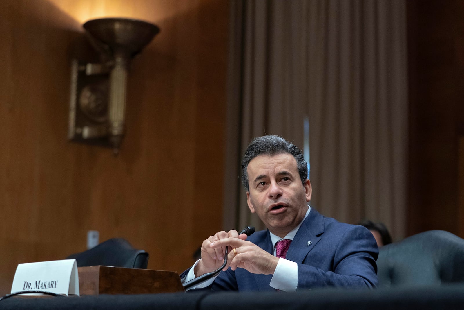 Martin Makary nominated to serve as Commissioner of Food and Drugs at the Department of Health and Human Services, testifies before the Senate Committee on Health, Education, Labor and Pensions on Capitol Hill Thursday, March 6, 2025, in Washington. (AP Photo/Jose Luis Magana)