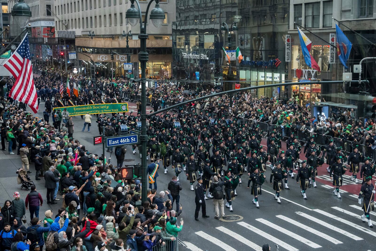 Bands march in the 264th New York City Saint Patrick's Day Parade, Monday, March 17, 2025 in New York. (AP Photo/Adam Gray)