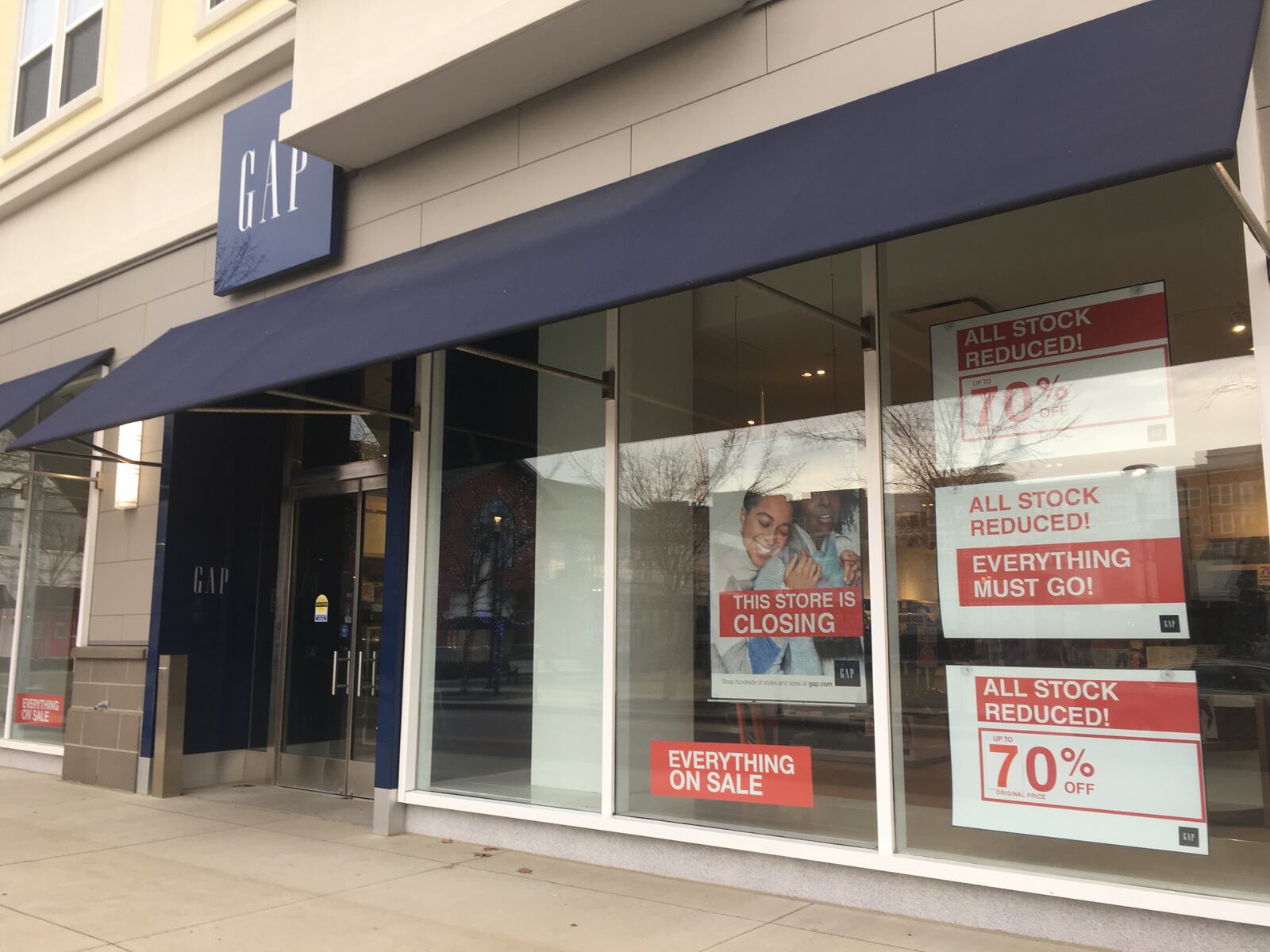 The Gap recently posted signs saying its storefront at 7590 Sloan Way in Liberty Twp. is closing