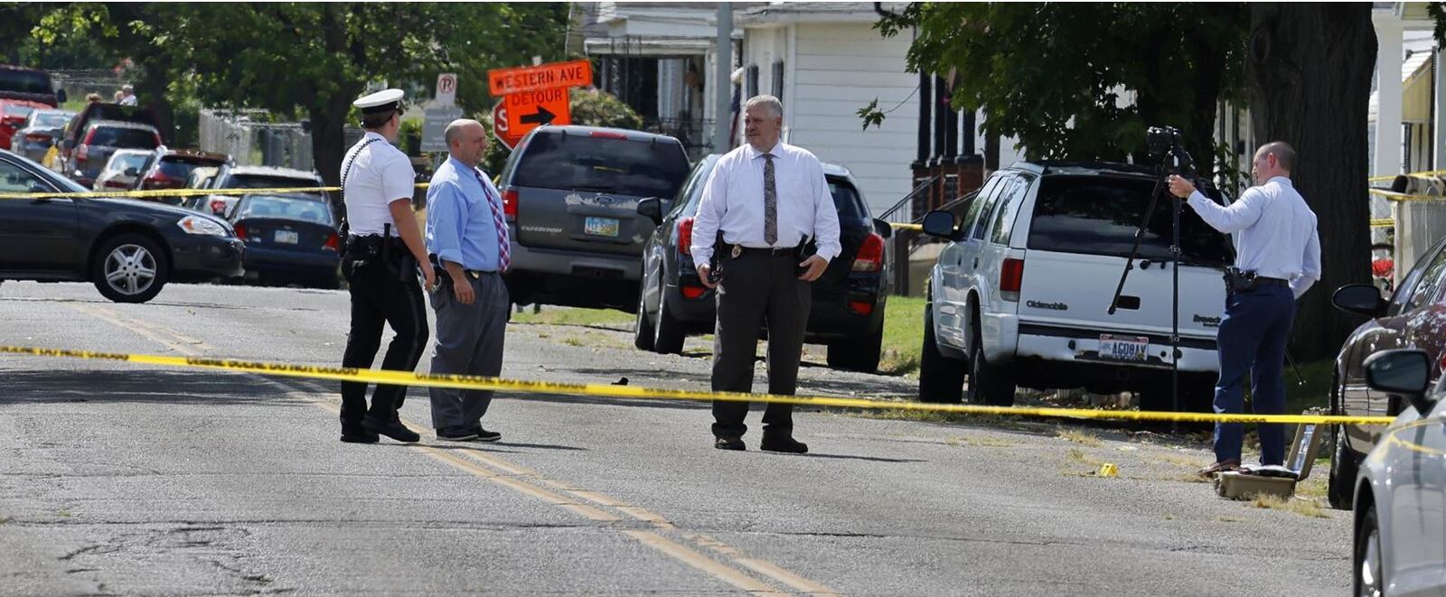 Two men were shot Tuesday afternoon on Ross Avenue in Hamilton. NICK GRAHAM/STAFF