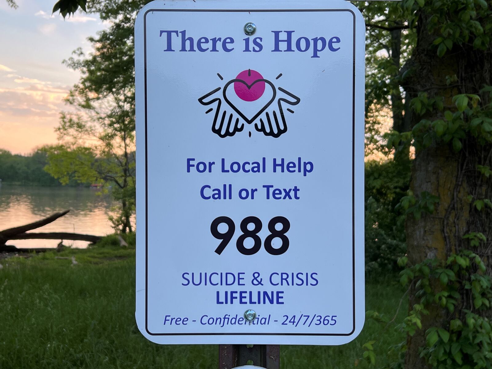 The city of Columbus Department of Public Utilities designed and installed more than a dozen signs promoting 988 at strategic public access locations throughout the city – including the Hoover and O’Shaughnessy dams where incidents of suicide have occurred over the past decade. CONTRIBUTED