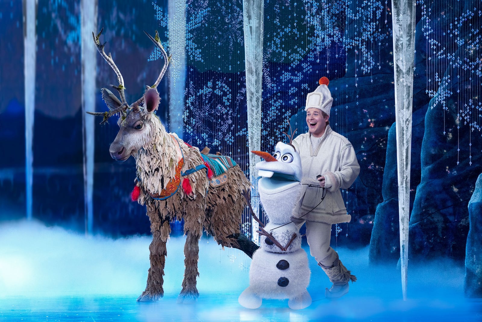 Collin Baja (Sven) and F. Michael Haynie (Olaf) in "Frozen." PHOTO BY DEAN VAN MEER.