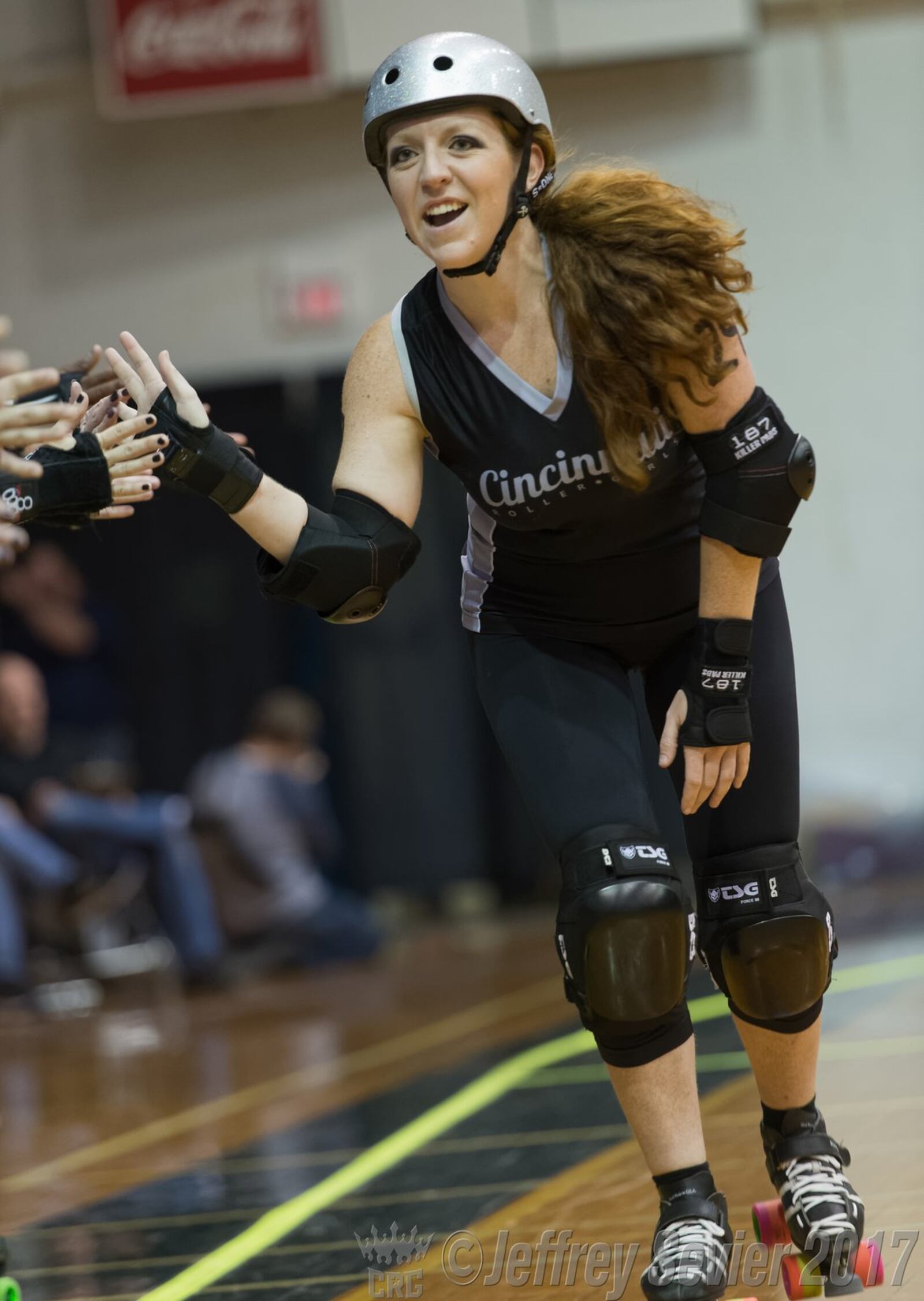 Hamilton resident Miranda “Redrum” Staudt is among the Cincinnati Rollergirls members. 