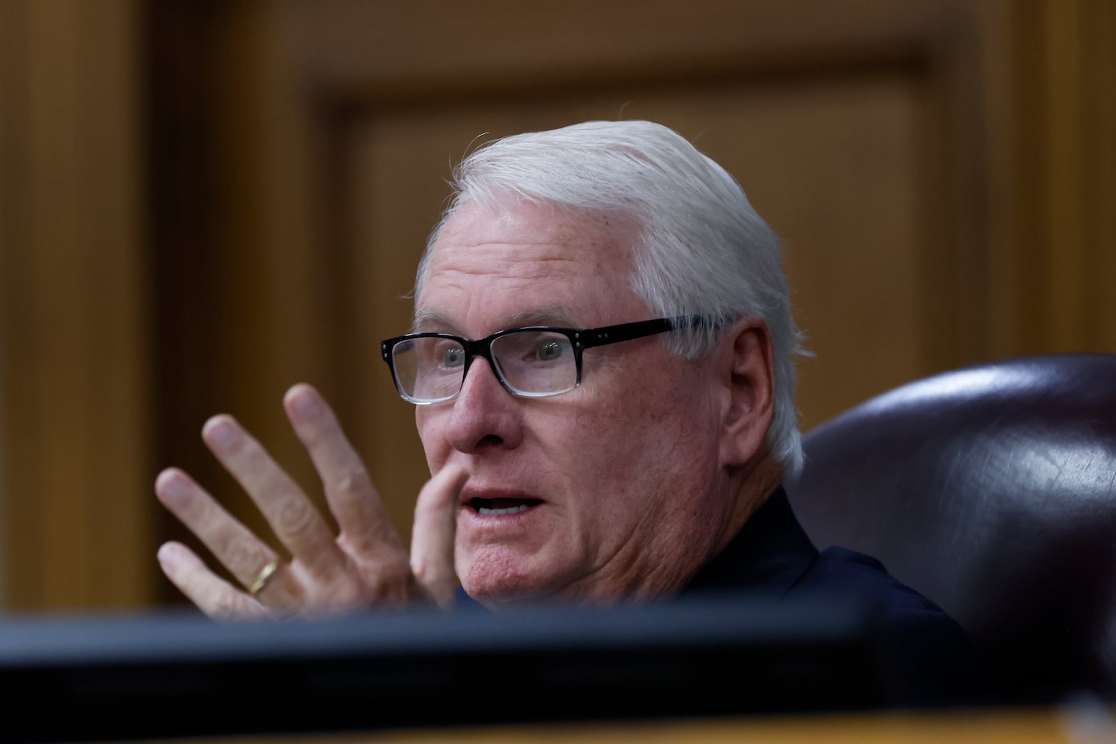 Superior Court Judge H. Patrick Haggard speaks during the trial of Jose Ibarra at Athens-Clarke County Superior Court on Monday, Nov. 18, 2024, in Athens, Ga. (Miguel Martinez/Atlanta Journal-Constitution via AP, Pool)