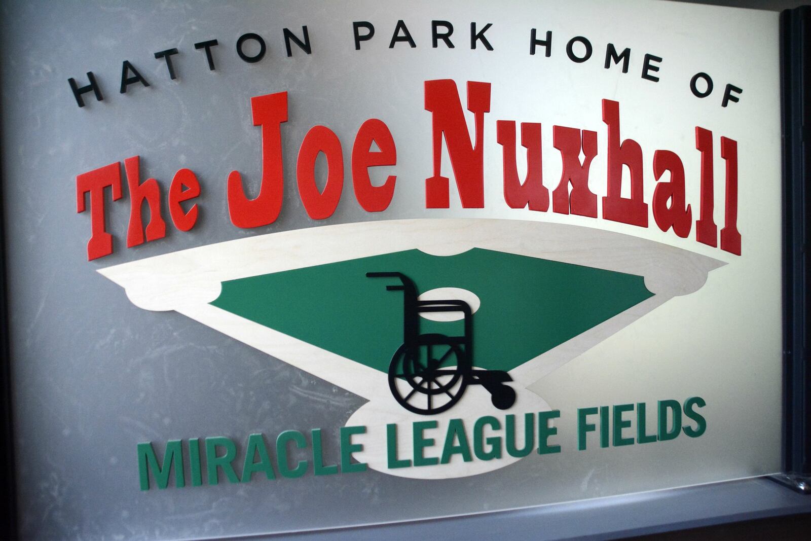 Joe Nuxhall Miracle League Fields celebrates its 10th anniversary year in 2022. Pictured is a sign at a booth inside the Fairfield Skyline at Ohio 4 and Hicks Boulevard. MICHAEL D. PITMAN/FILE