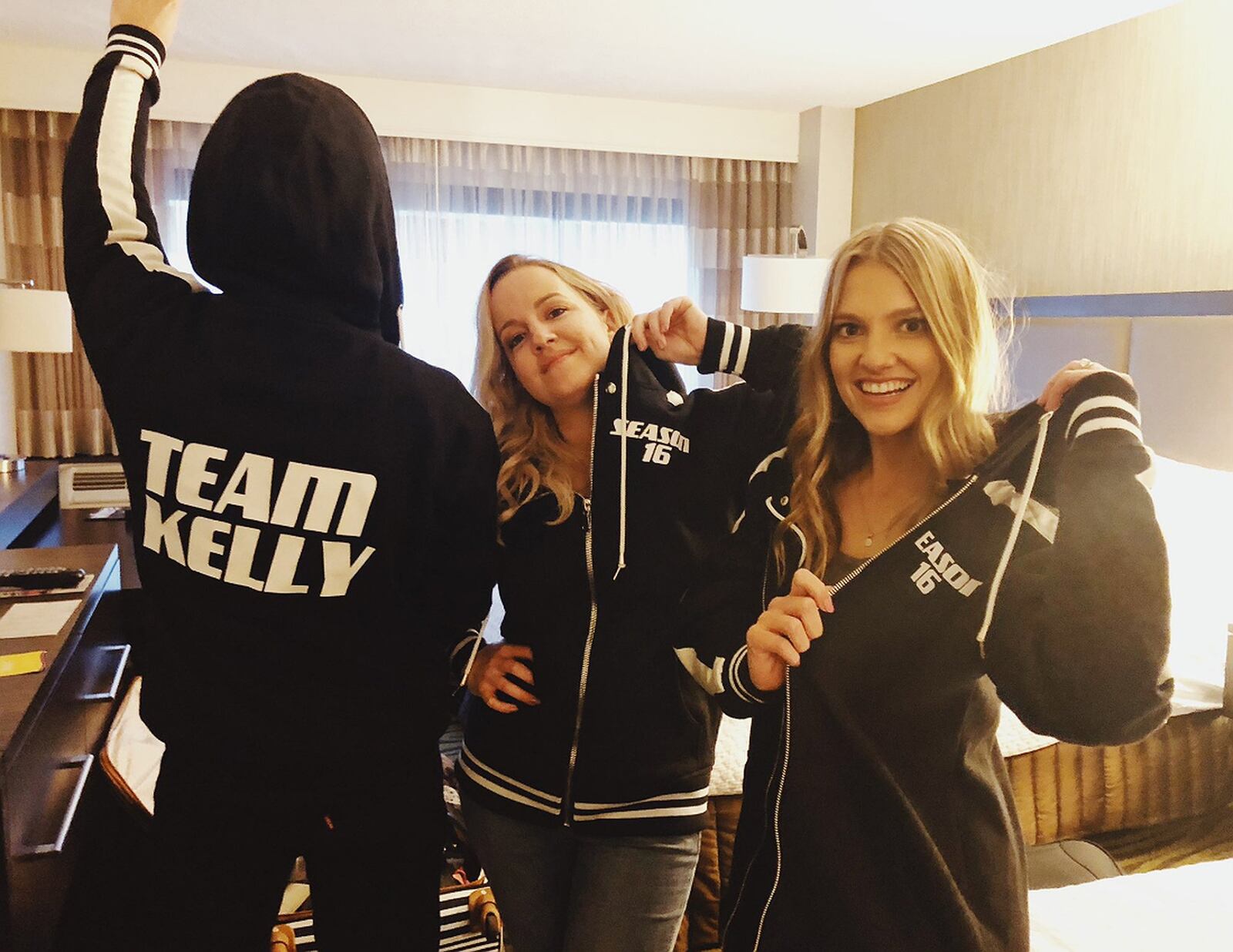 Wyoming, Ohio natives Ryan, 25, Megan, 31, and Katey, 28, make up the sibling trio The Bundys that were selected to be on The Voice on NBC. Pictured is the group in their hotel room after being selected to be on Kelly Clarkson’s team on The Voice. PHOTO COURTESY OF THE BUNDYS/TWITTER